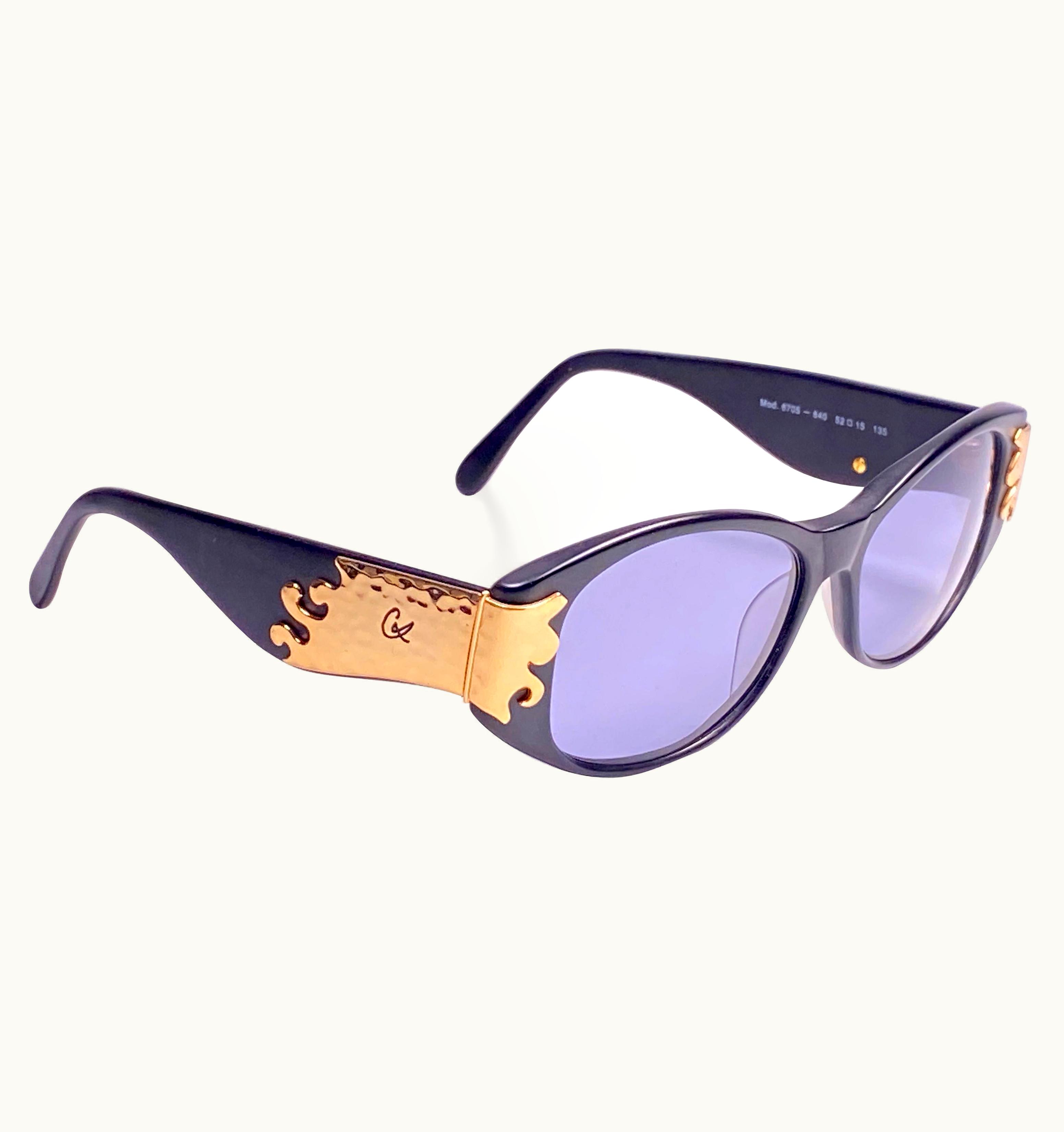 Christian Lacroix Christian Lacroix 6705 France Vintage Black And Gold Baroque Sunglasses 1980