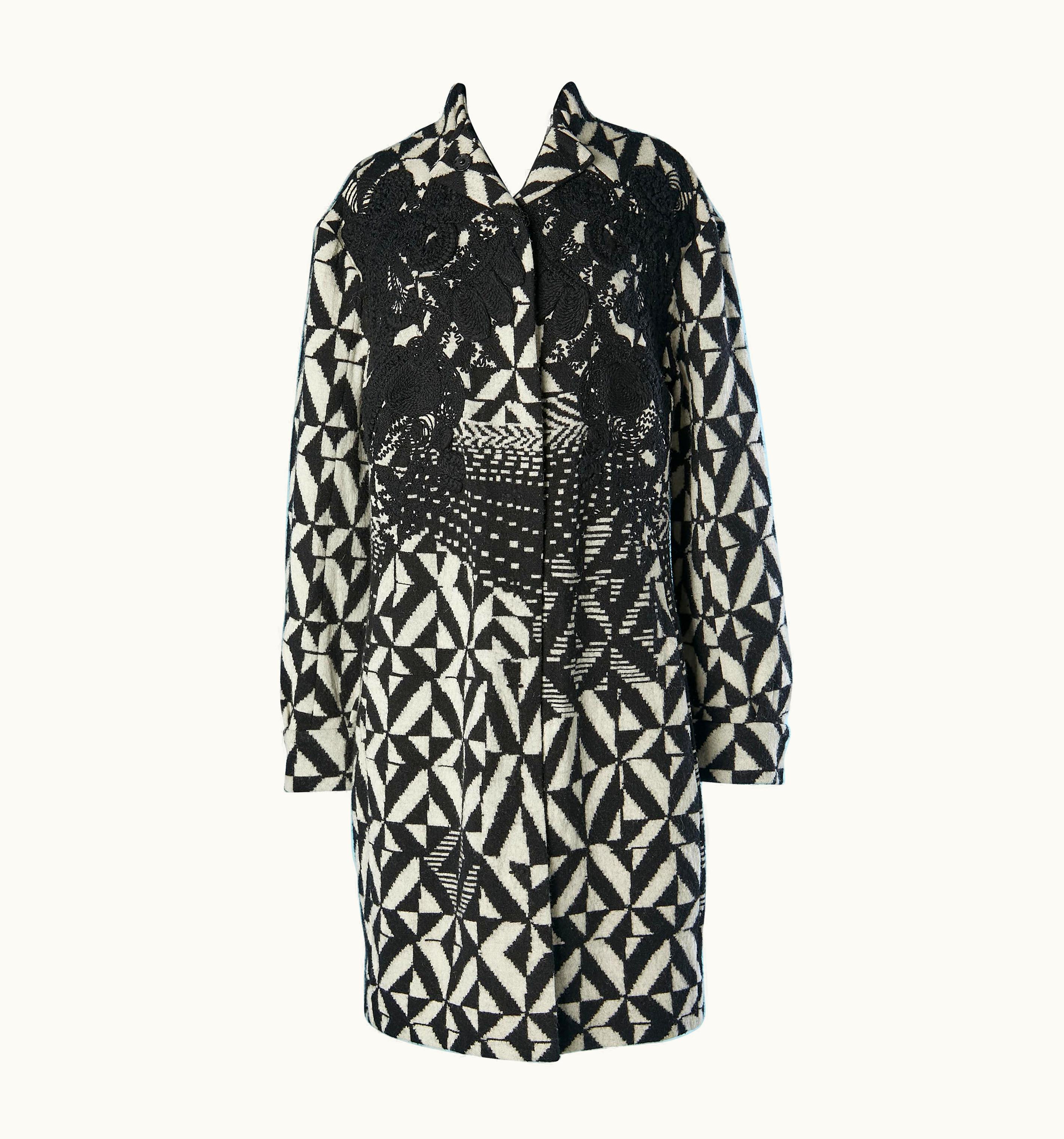 Christian Lacroix Black&white Jacquard Knit With Wool Thread Embroideries Christian Lacroix