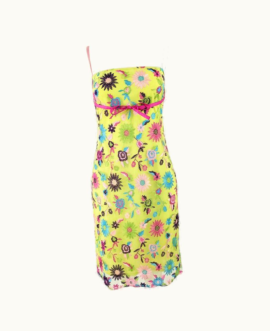 Christian Lacroix Christian Lacroix Vintage 2000s Party Dress Lime Green Sleeveless Y2k Dress