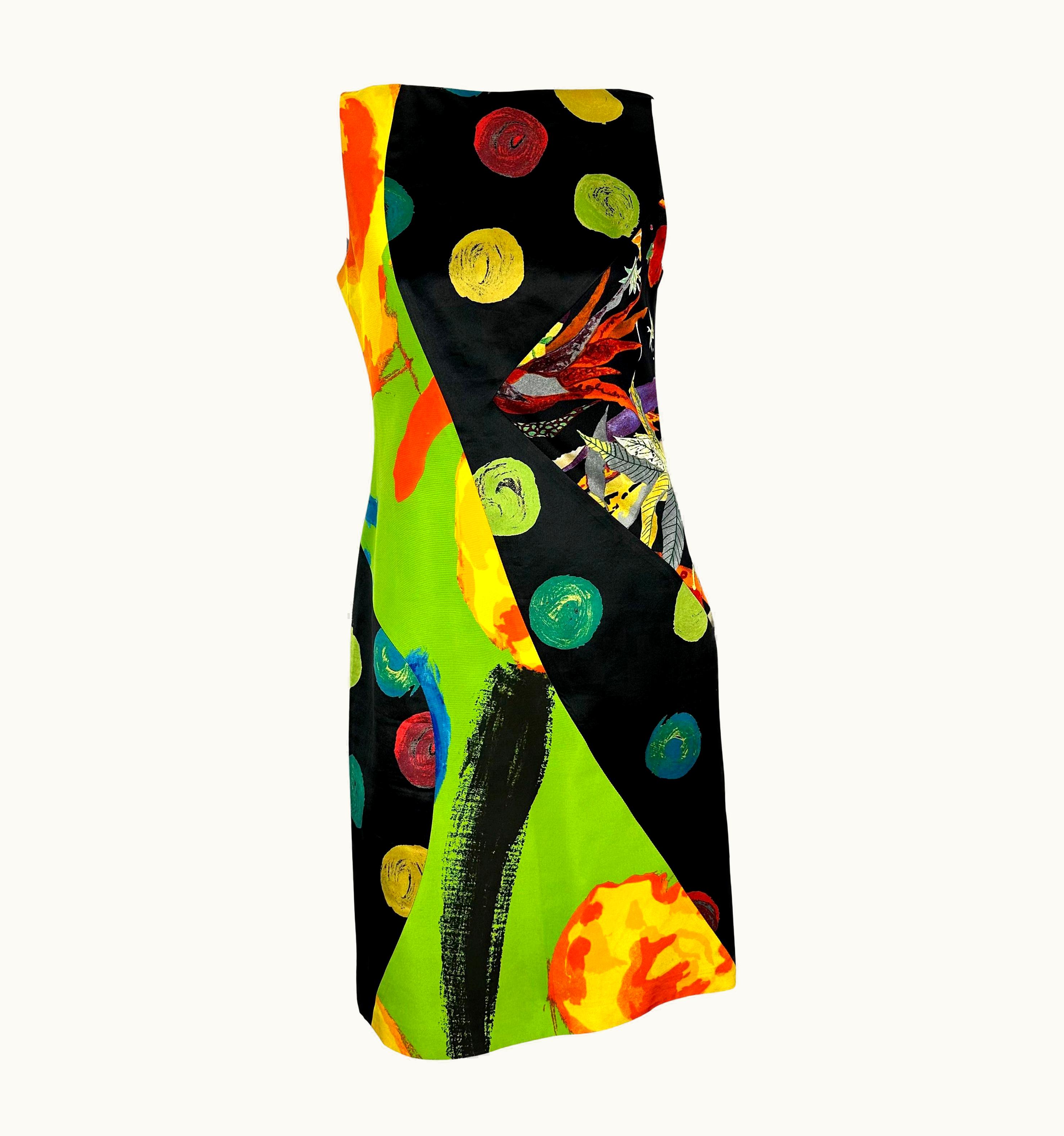 Christian Lacroix S/S 2000 Christian Lacroix Abstract Multicolor Print Panel Dress Runway