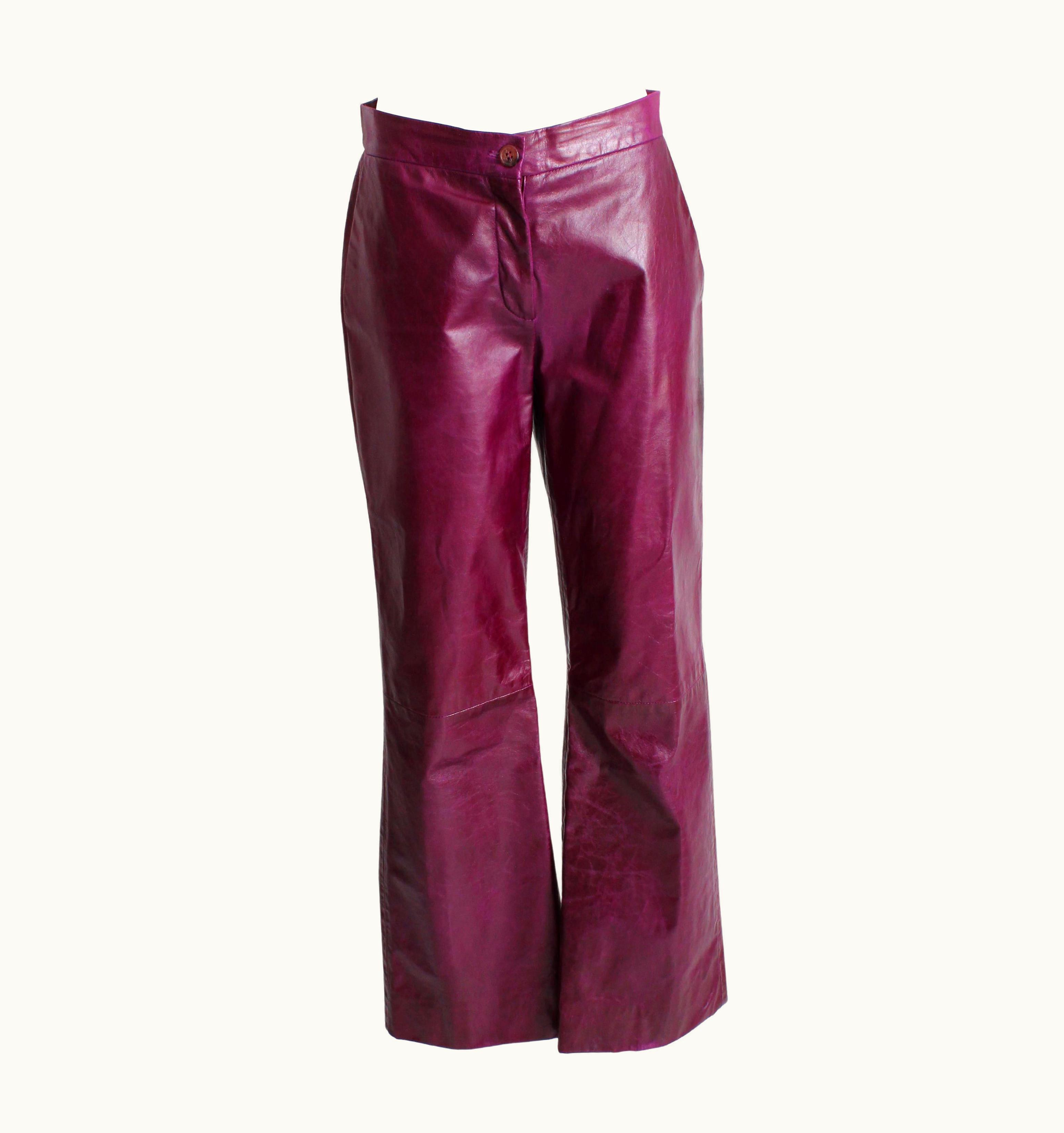 Christian Lacroix Christian Lacroix Bazar Pants Magenta Calf Leather Vintage 90s