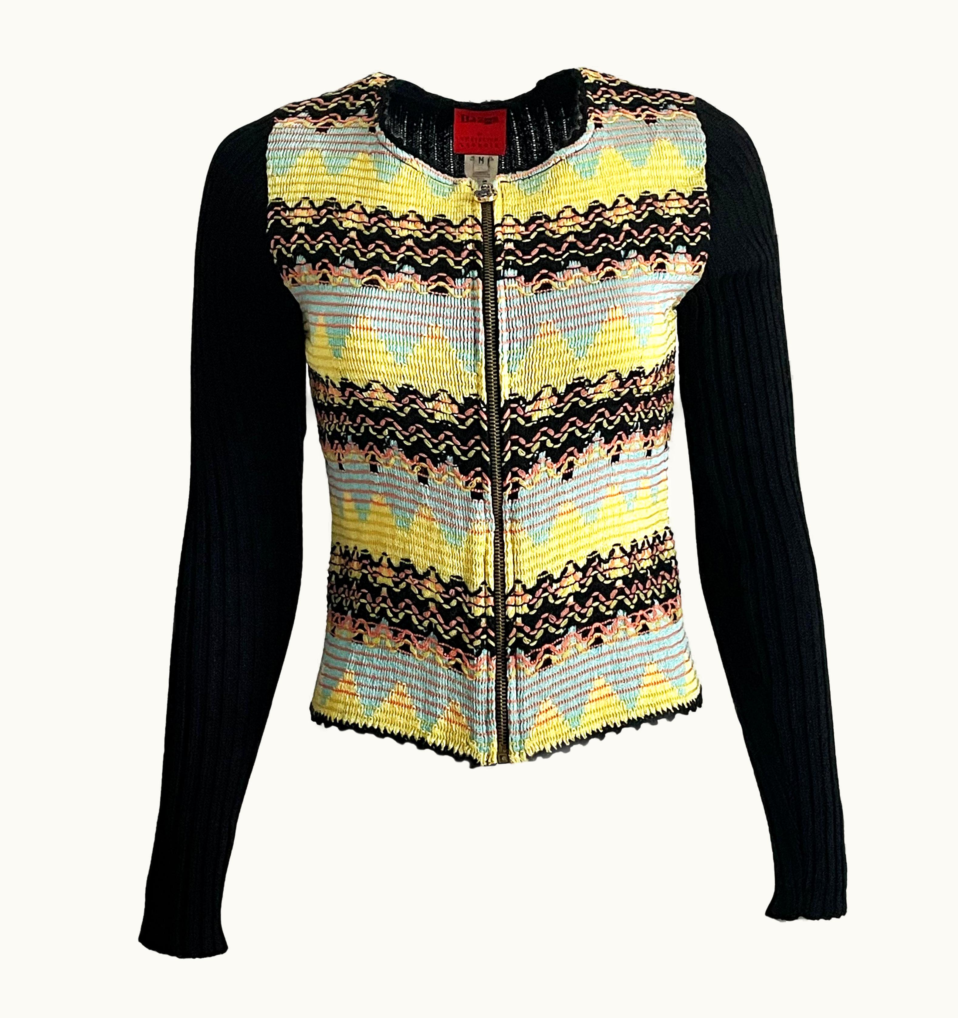 Christian Lacroix Christian Lacroix Bazar Cardigan With Zipper Abstract Knit Sweater Vintage 90s