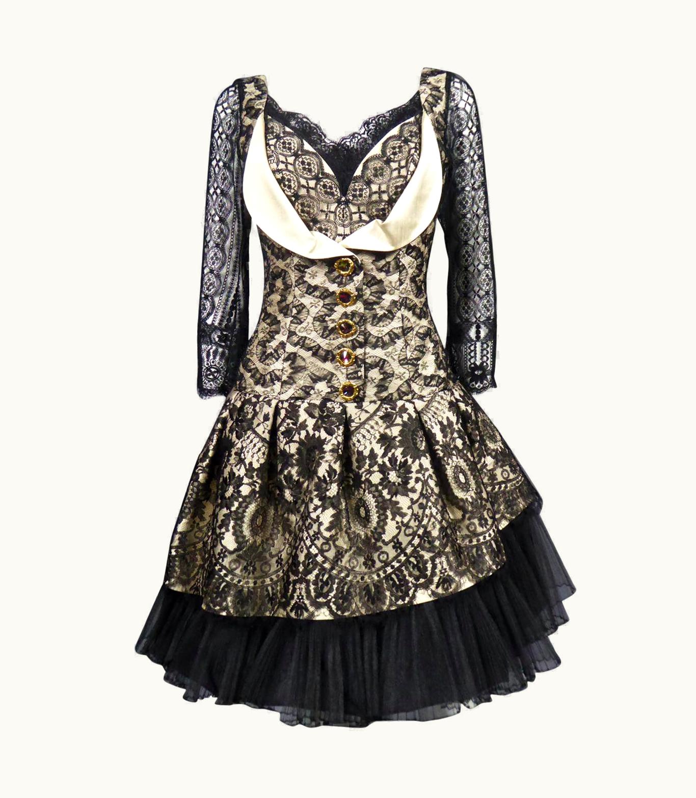 Christian Lacroix A Christian Lacroix Couture Silk And Lace Cocktail Dress Circa 1995/2000 2000