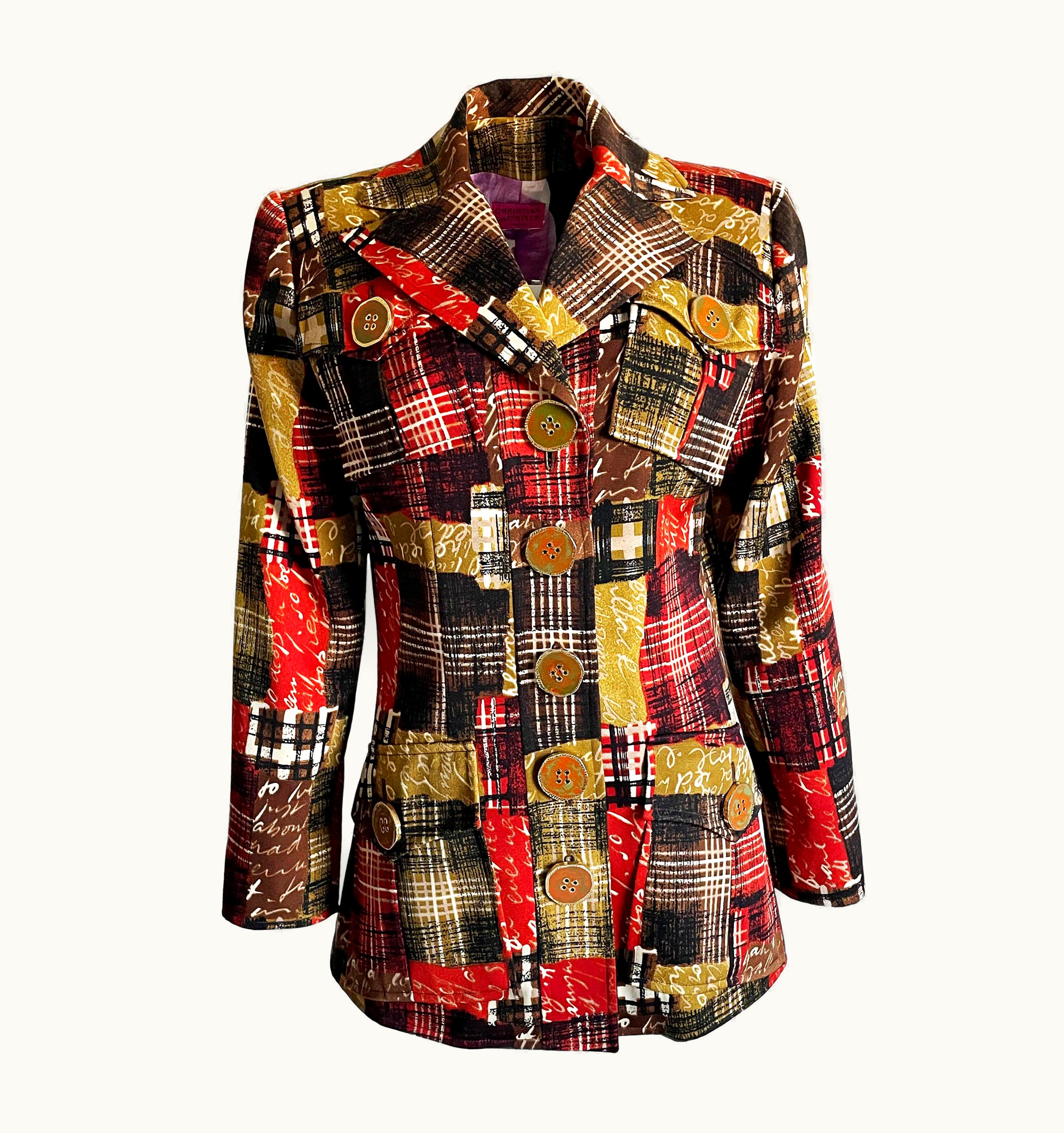 Christian Lacroix Christian Lacroix Jacket Wool Blend Enamel Buttons Abstract Graphic Print 90s