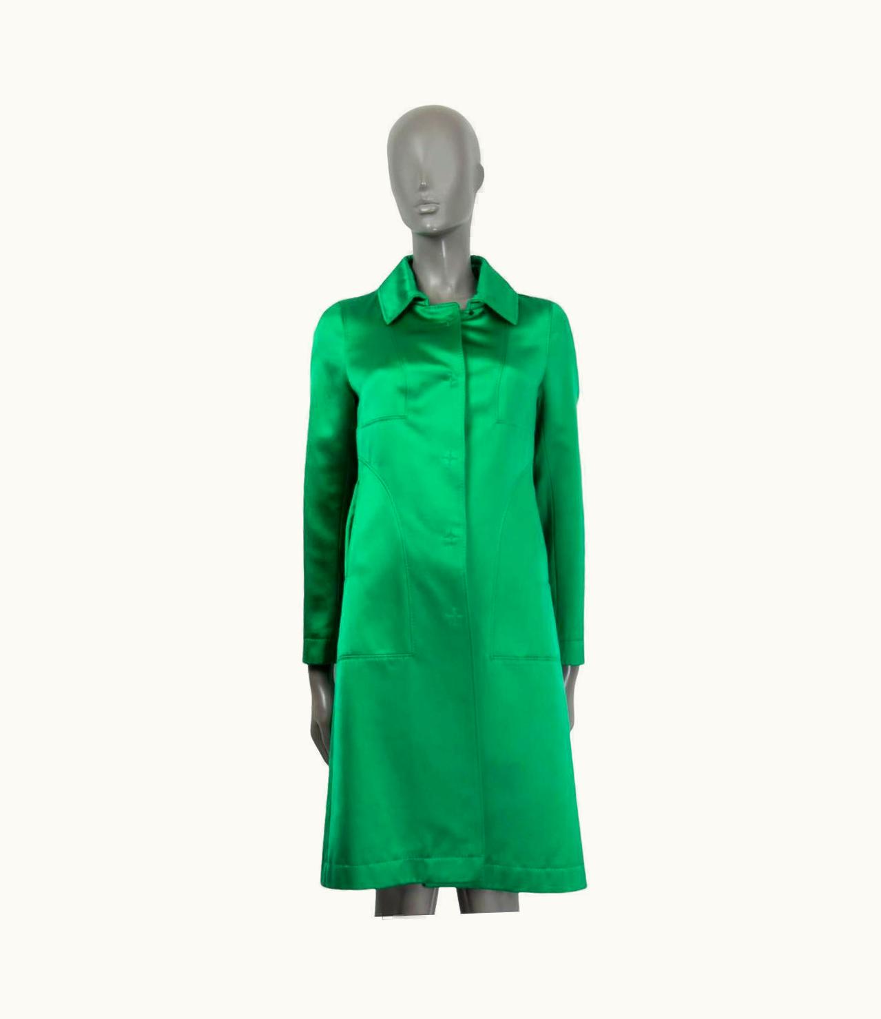 Christian Lacroix Christian Lacroix Vert VIf Green Cotton Satin Classic Coat Jacket