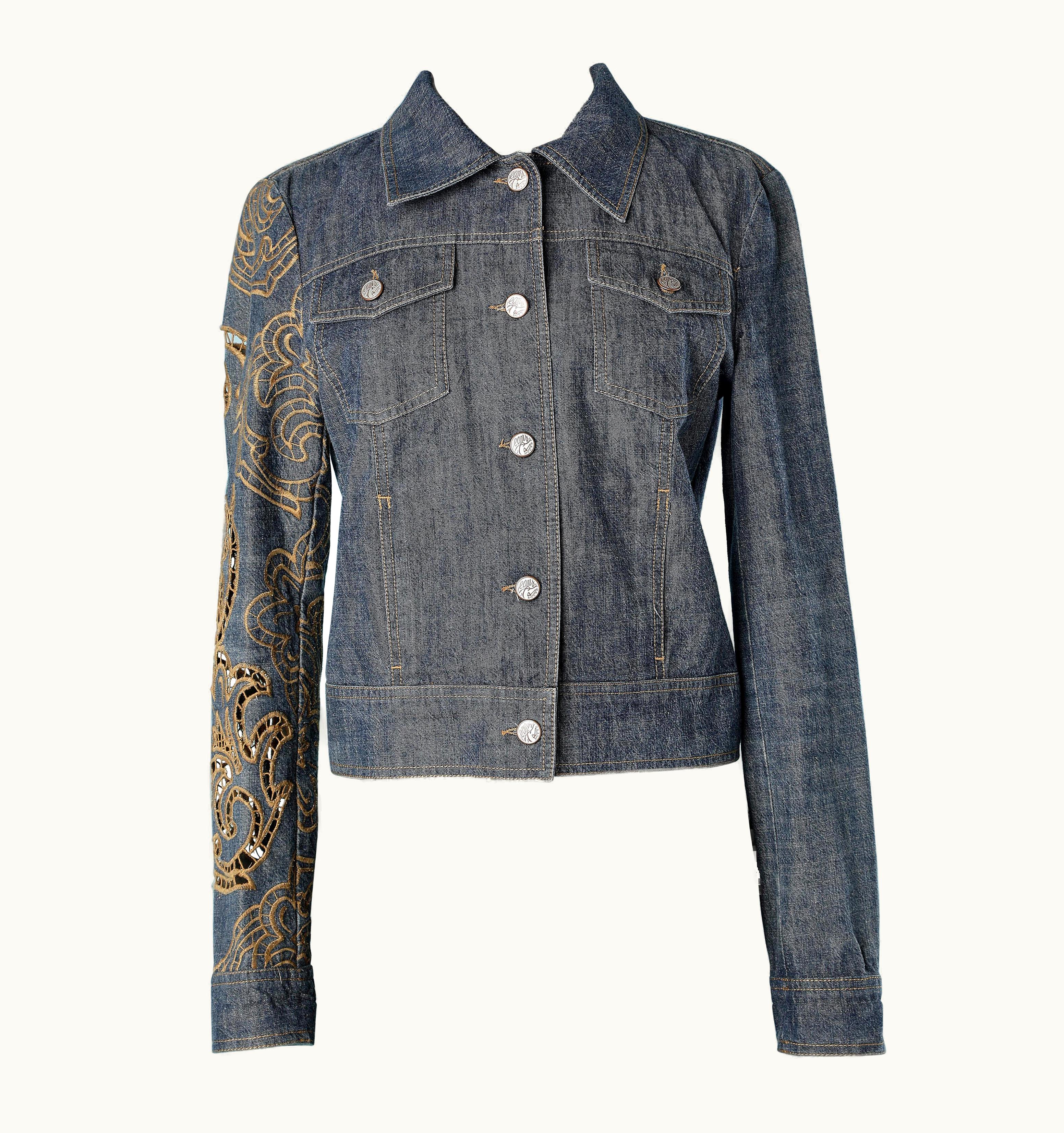 Christian Lacroix Denim Jacket With See-through Embroderies On The Sleeve Christian Lacroix Jeans