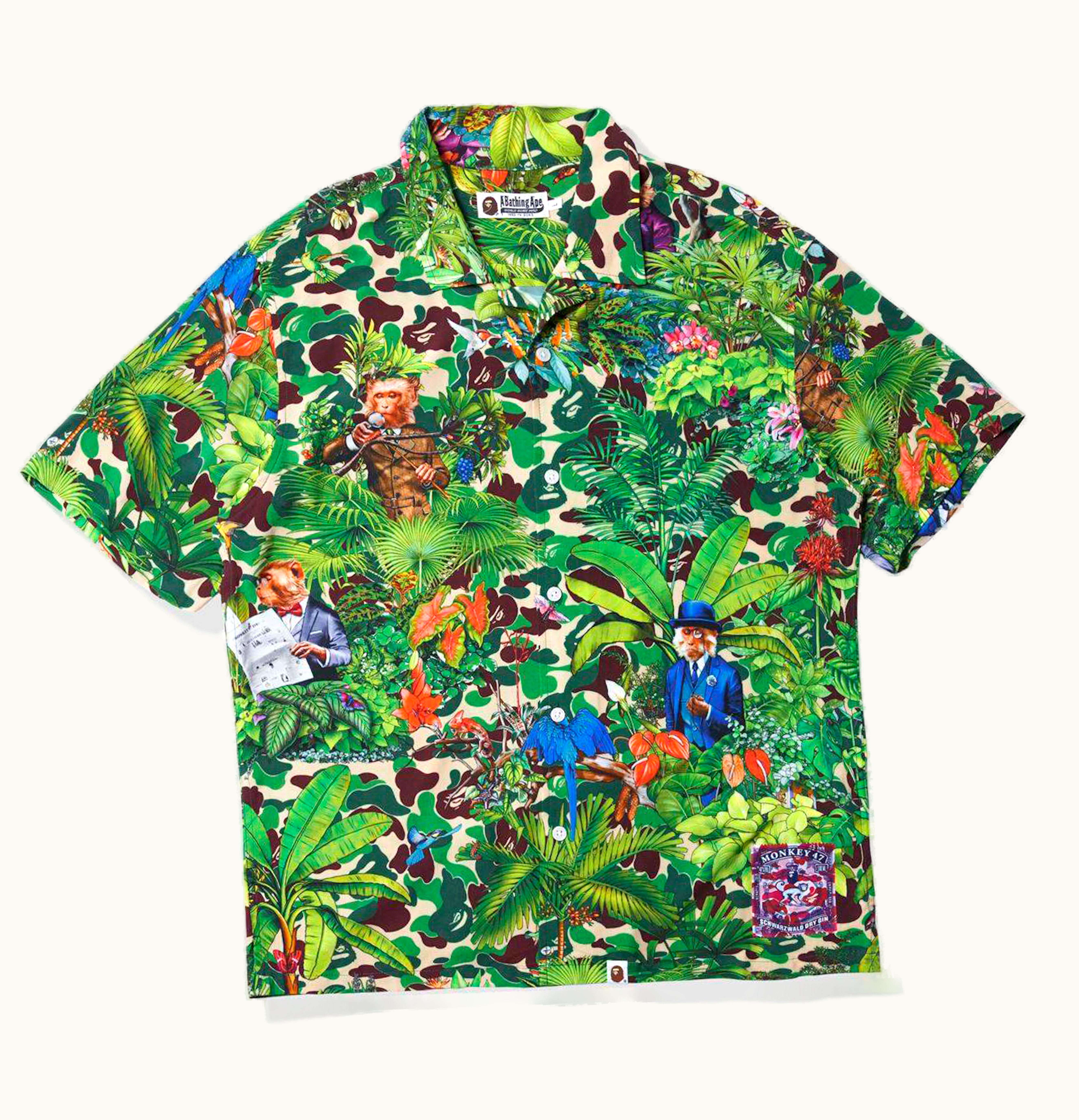 BAPE BAPE x Monkey 47 Open Collar S S Shirt Green