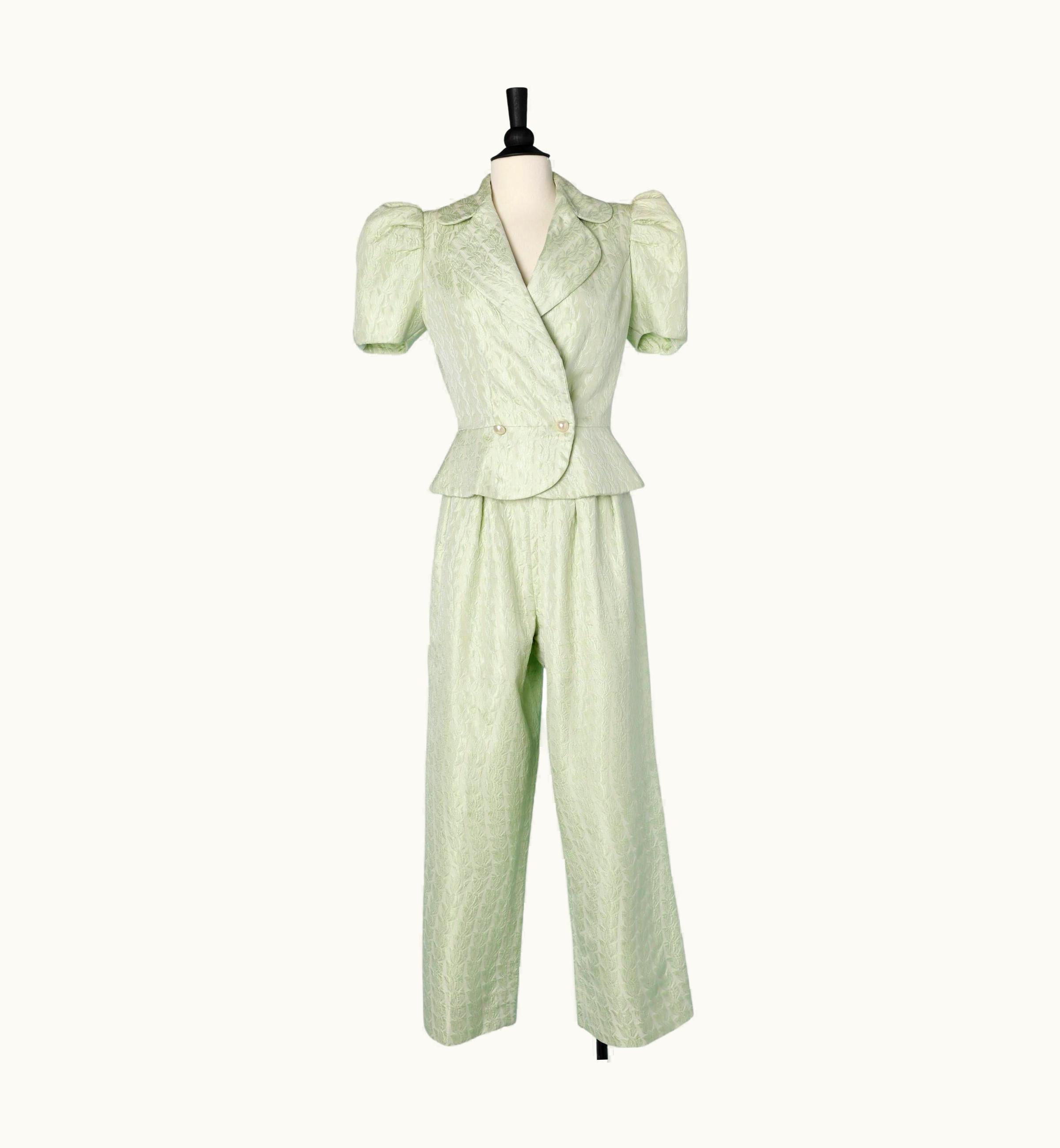 Christian Lacroix Pale Green Damask Pant-suit Christian Lacroix Luxe Paris