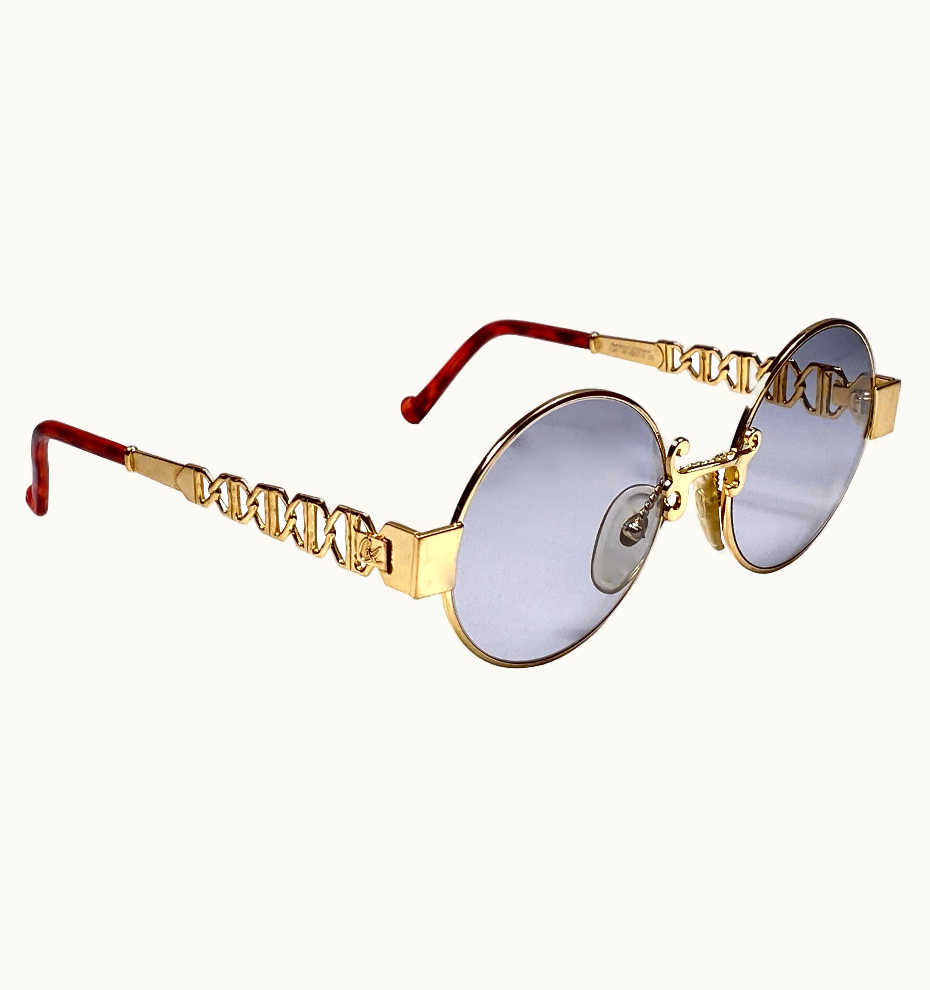 Christian Lacroix Vintage Christian Lacroix 7340 40 Oval Gold Amber 1980 France Sunglasses