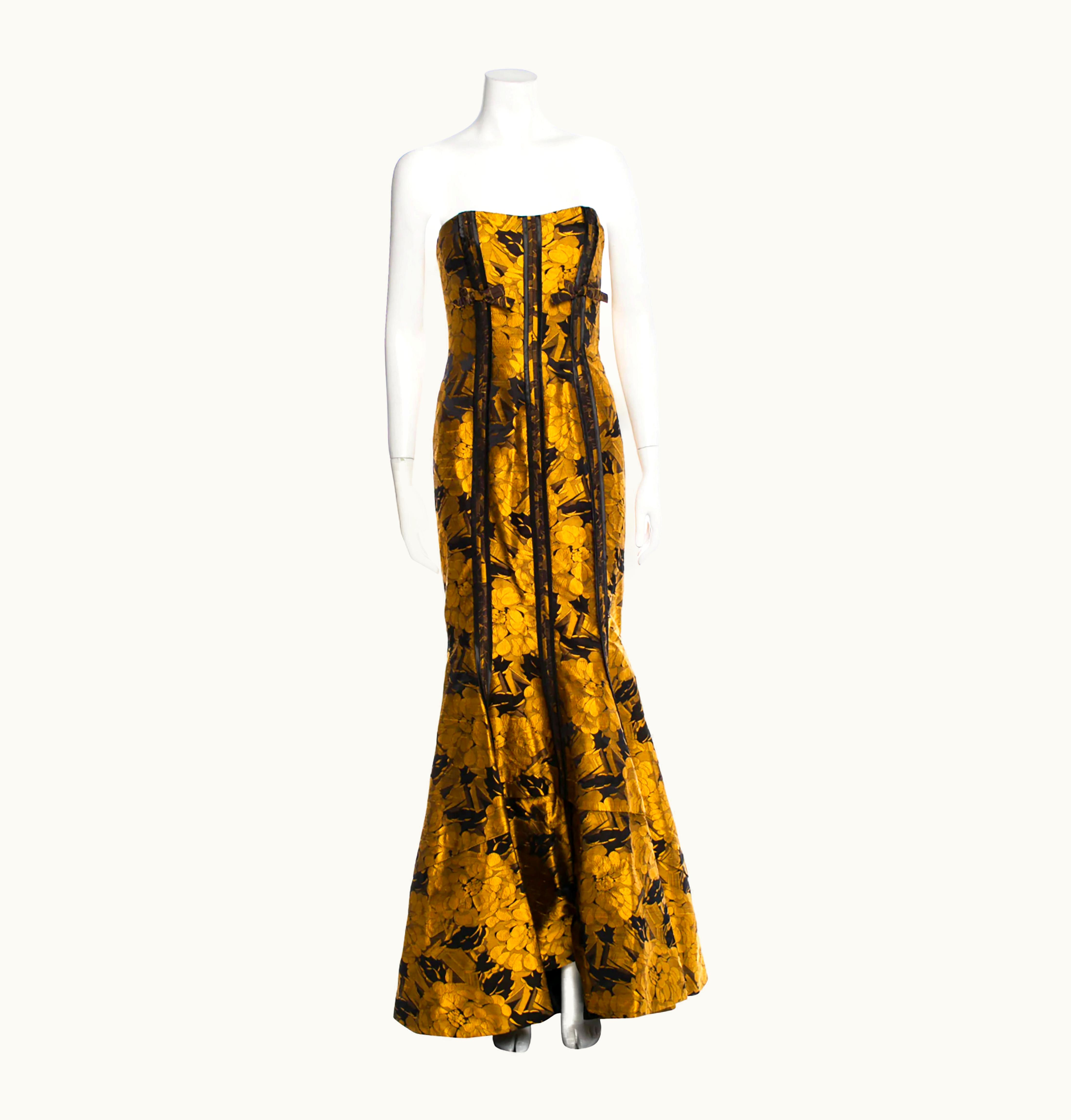 Christian Lacroix Christian Lacroix Floral Brocade Corseted Evening Gown