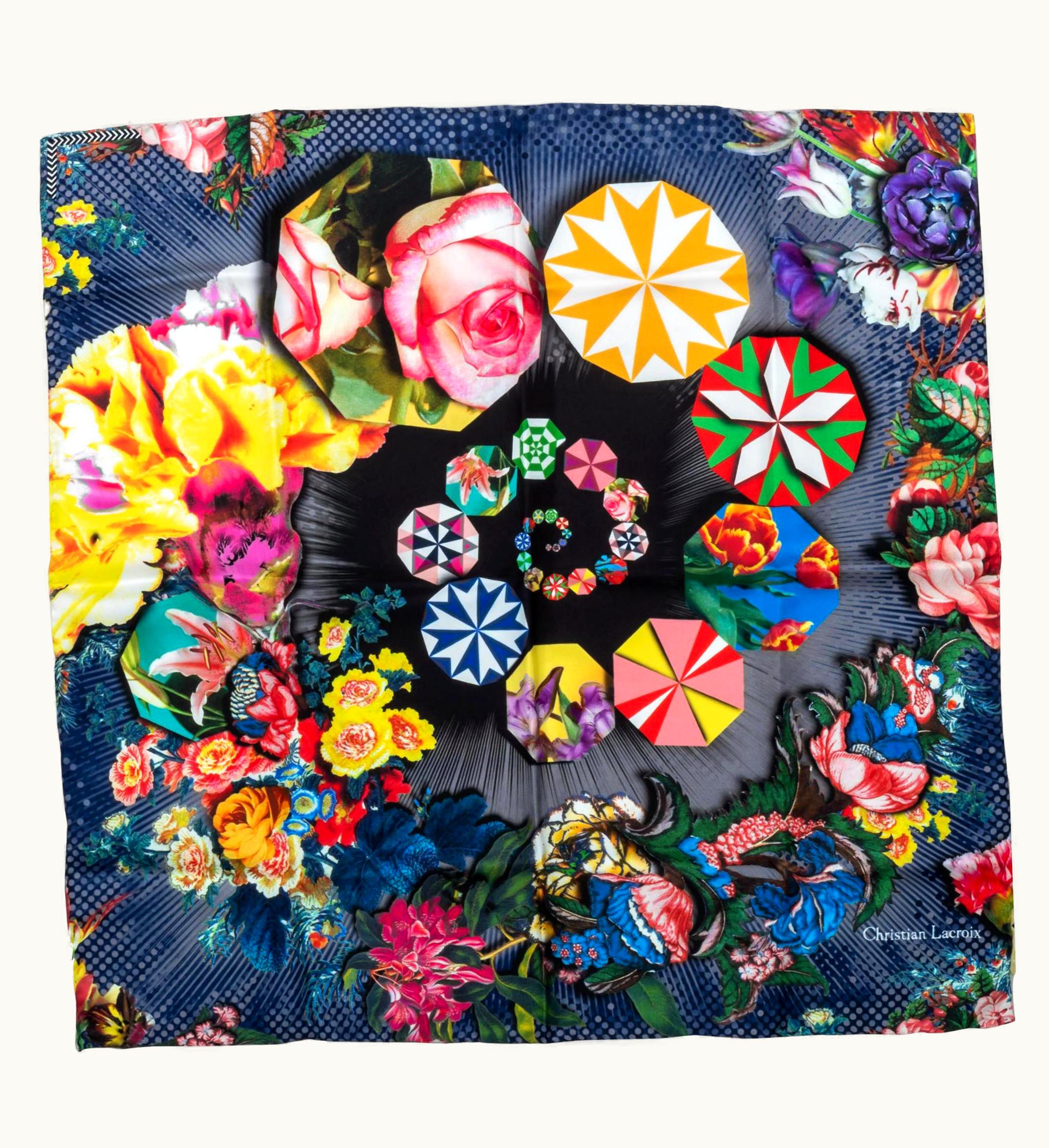 Christian Lacroix Christian Lacroix Blue Silk Multicolor Scarf