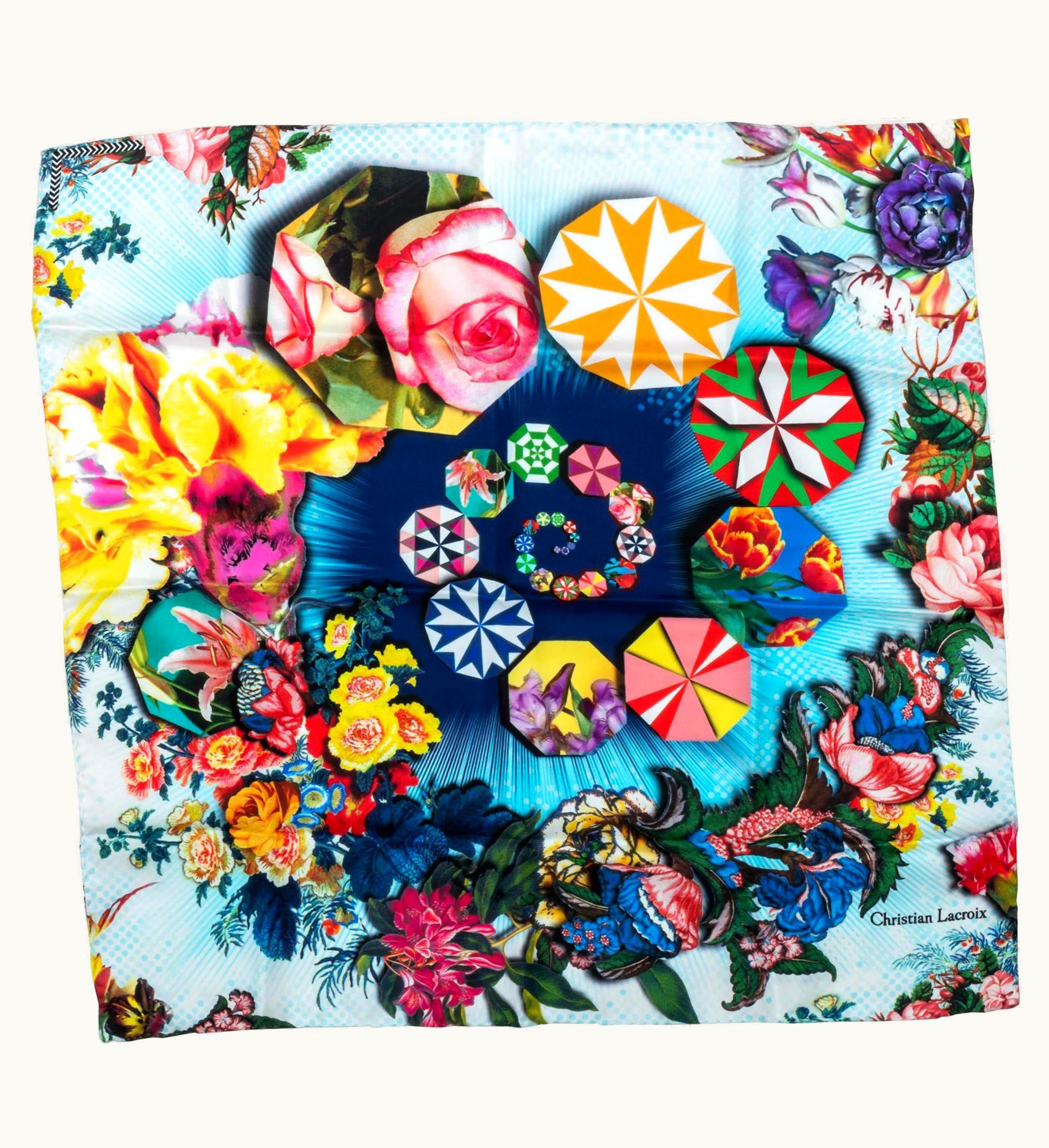 Christian Lacroix Silk Grey Multicolor Scarf