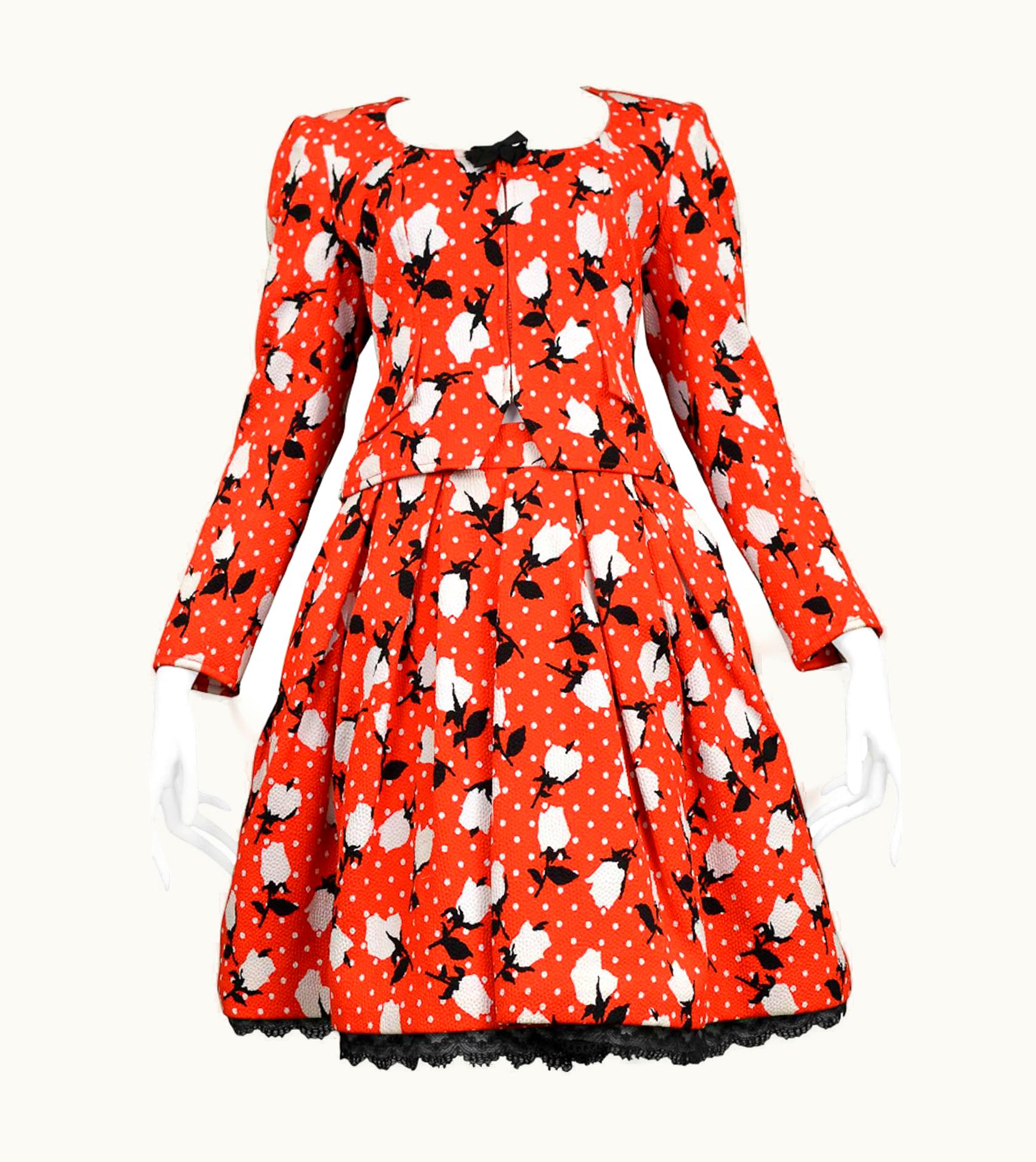 Christian Lacroix Christian Lacroix Iconic S/S 1988 Red Floral Ensemble