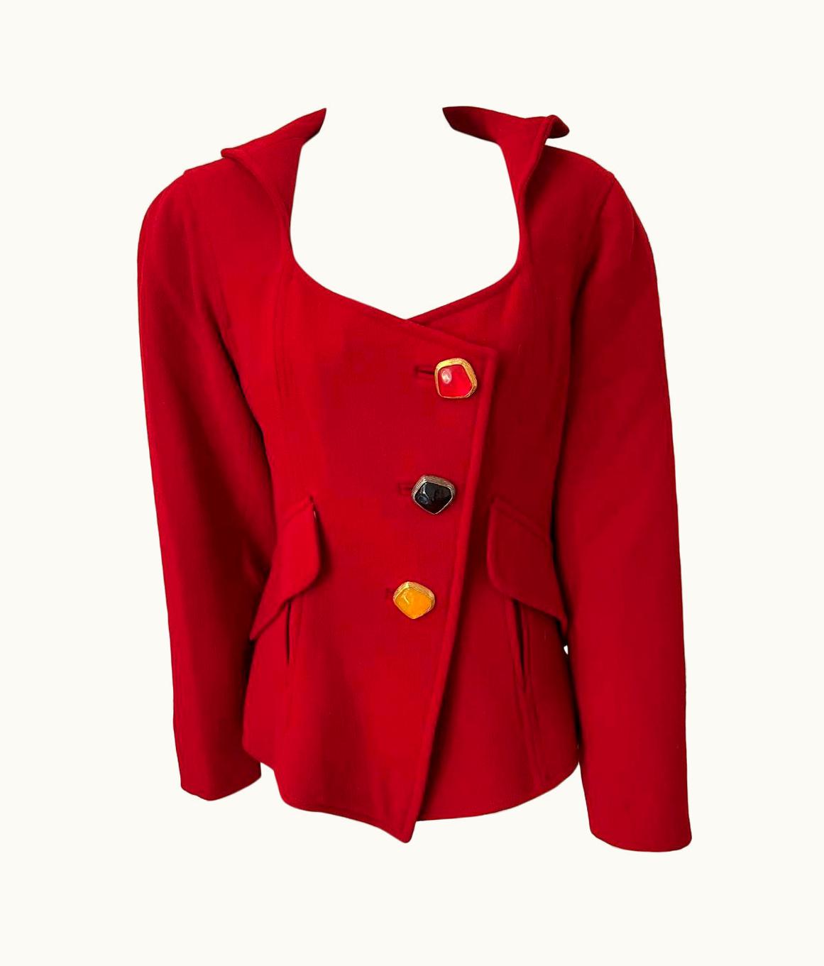 Christian Lacroix Vintage Christian Lacroix Red Accented Button Wool Blazer 1991