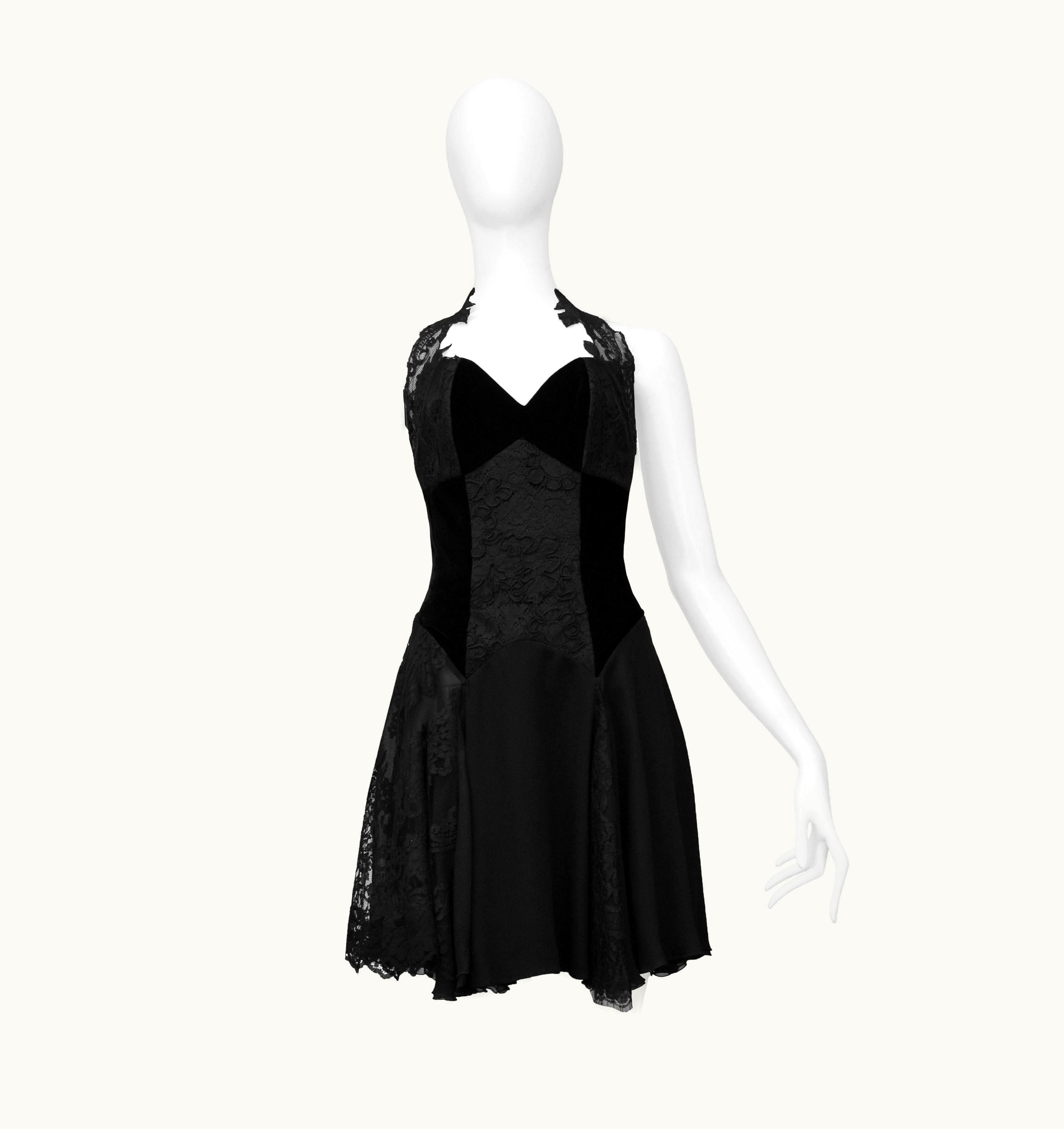 Christian Lacroix Christian Lacroix Black Lace & Velvet Mini Dress