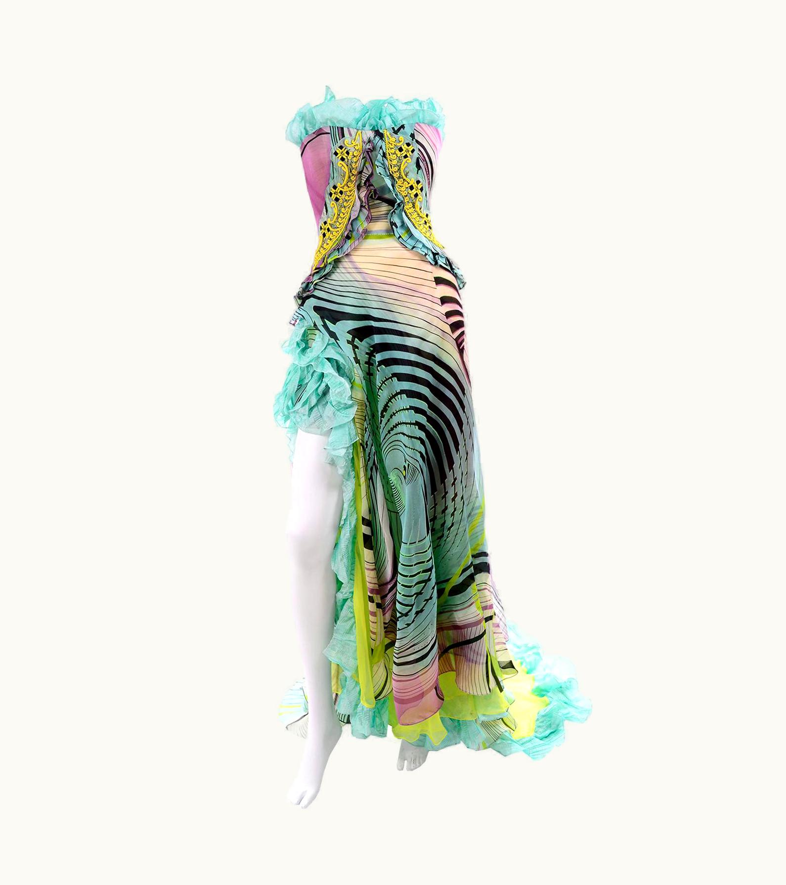 Christian Lacroix Christian Lacroix Spring 2005 Runway Silk Chiffon Ruffled Strapless Dress