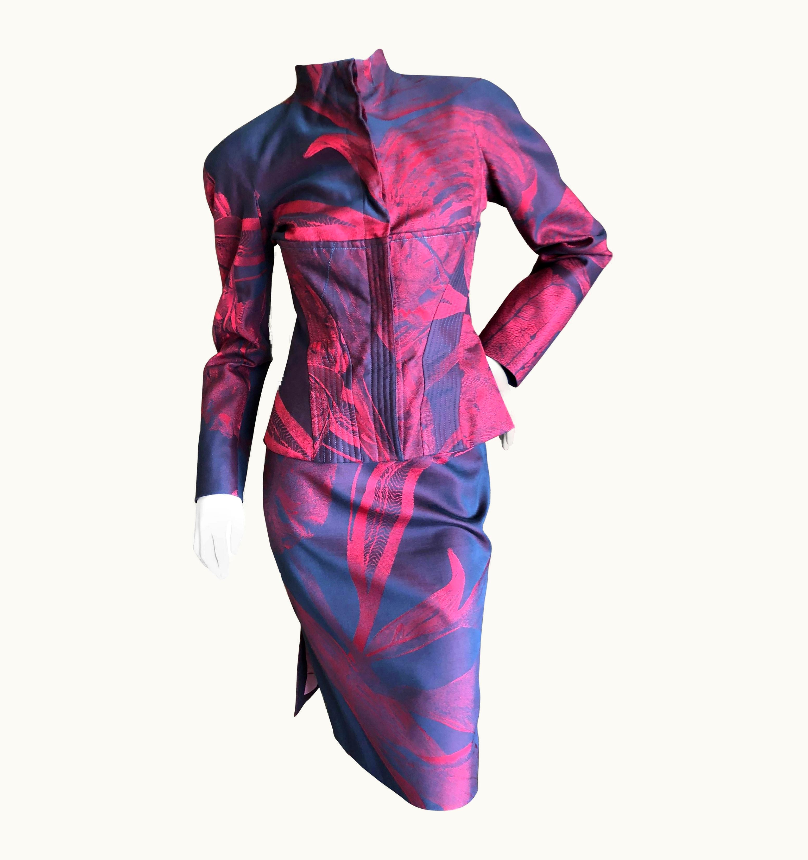 Christian Lacroix Christian Lacroix Red Vintage Silk Cotton Blend Skirt Suit