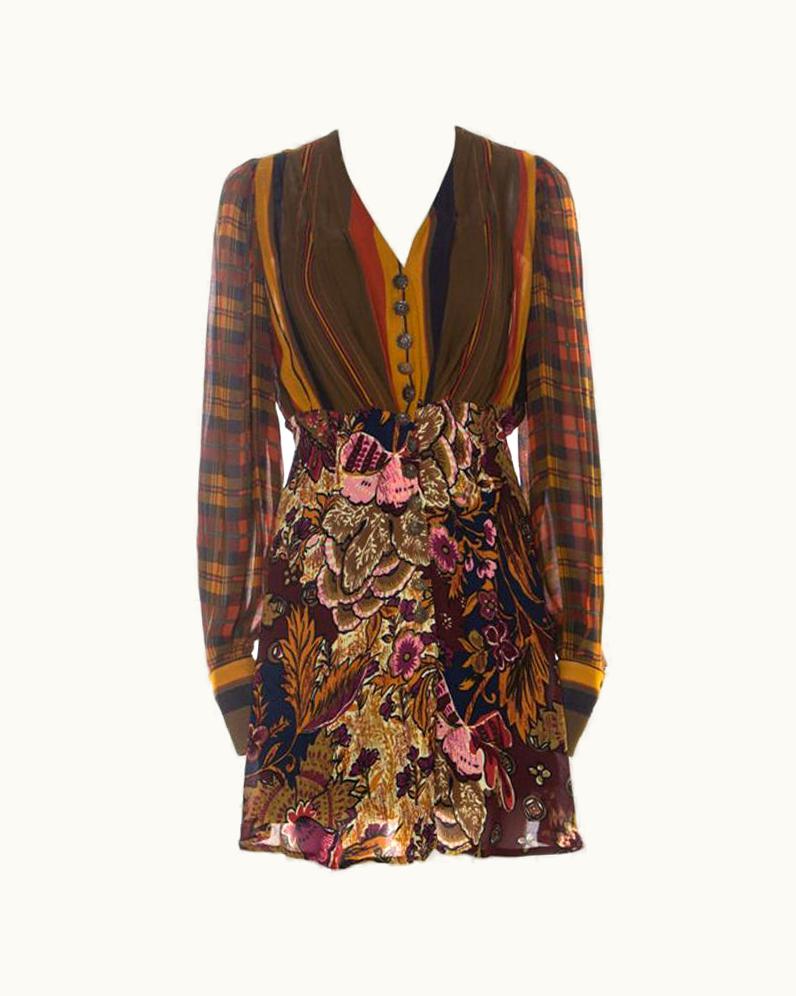 Christian Lacroix Christian Lacroix Vintage Multicolor Printed Crepe Short Dress