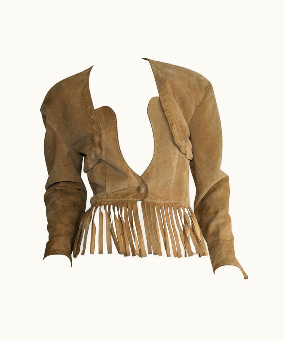 Jean-Claude Jitrois Vintage Jean Claude Jitrois Haute Couture Numbered Suede Tan Fringe Jacket