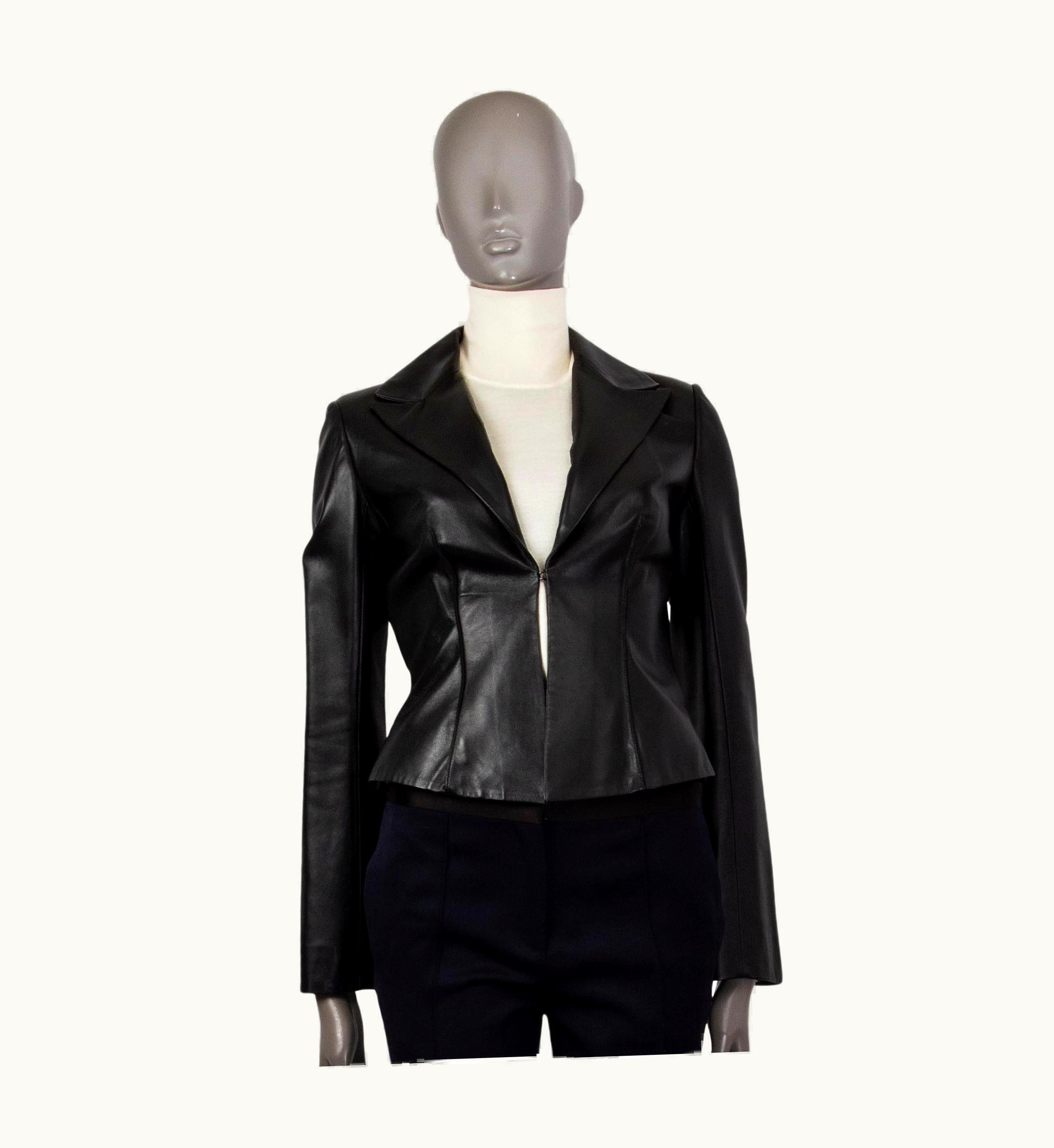 Jean-Claude Jitrois Jitrois Black Leather Slit-sleeve Cropped Blazer Jacket