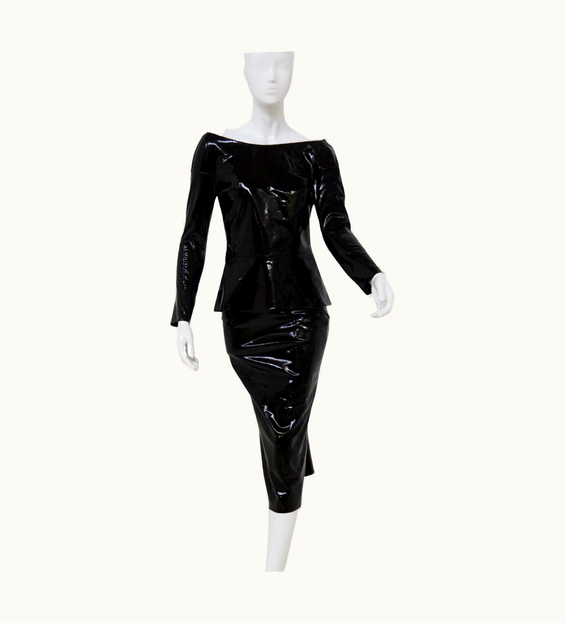Jean-Claude Jitrois Jean-Claude Jitrois Vintage Black Latex Skirt Suit