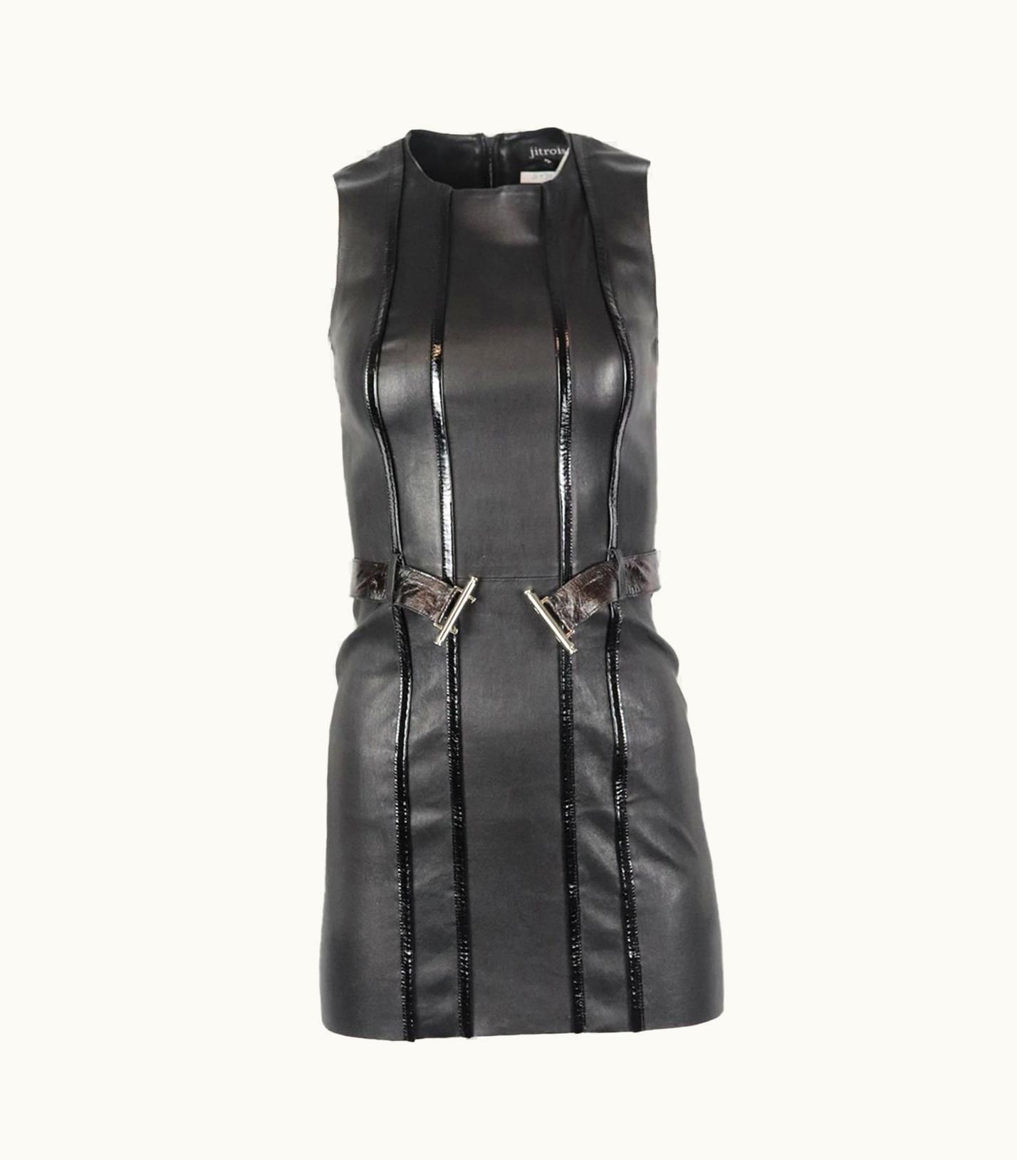 Jean-Claude Jitrois Jitrois Belted Stretch Leather Mini Dress Uk