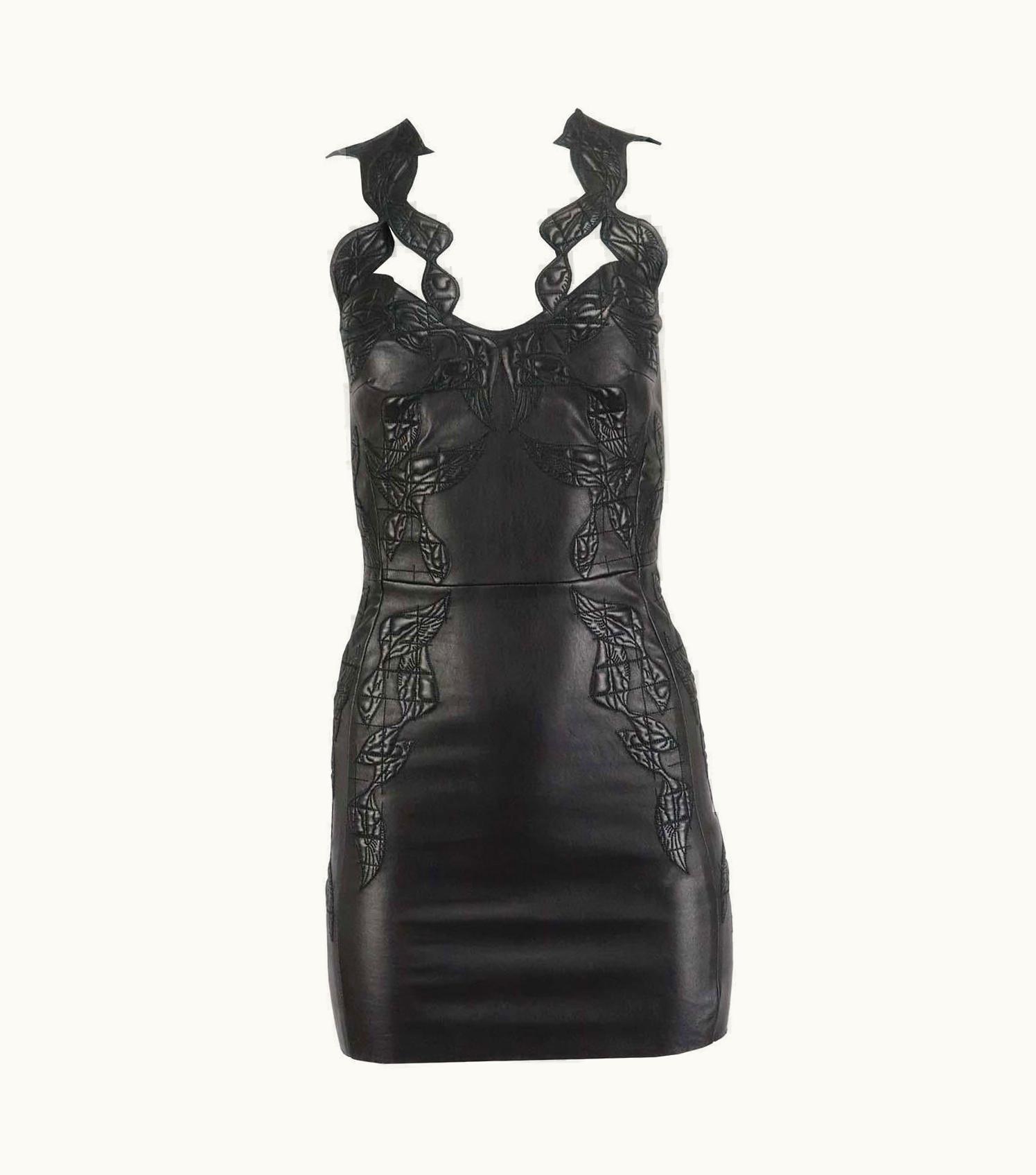 Jean-Claude Jitrois Jitrois Embroidered Stretch Leather Mini Dress Uk UZ0598185