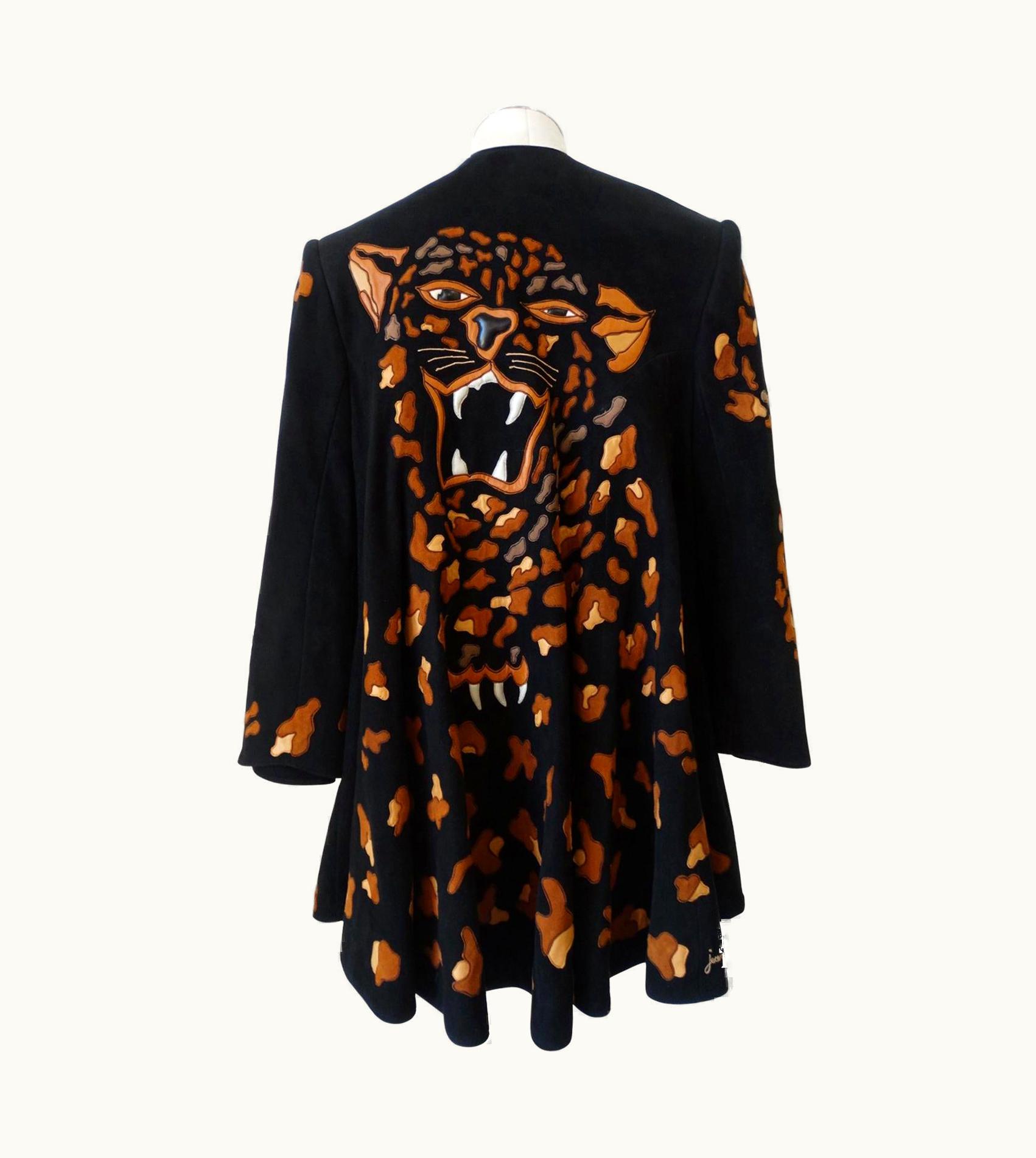 Jean-Claude Jitrois Jean Claude 1980s Leopard Motif Suede Leather Jacket