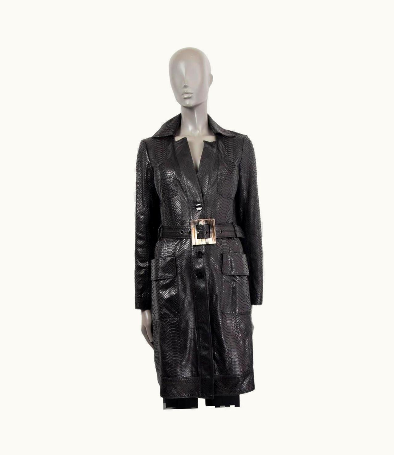 Jean-Claude Jitrois Jitrois Black Python Belted Coat Jacket