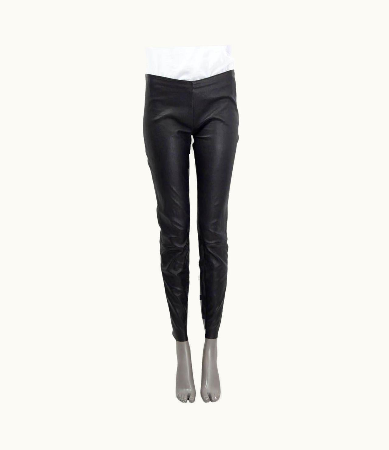 Jean-Claude Jitrois Jitrois Black Zipped Cuff Stretch Leather Leggings Pants