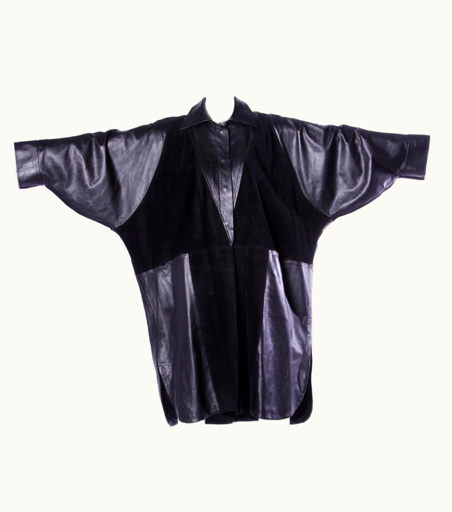 Jean-Claude Jitrois Jean Claude Jitrois Vintage 1980s Black Leather Avant Garde Coat