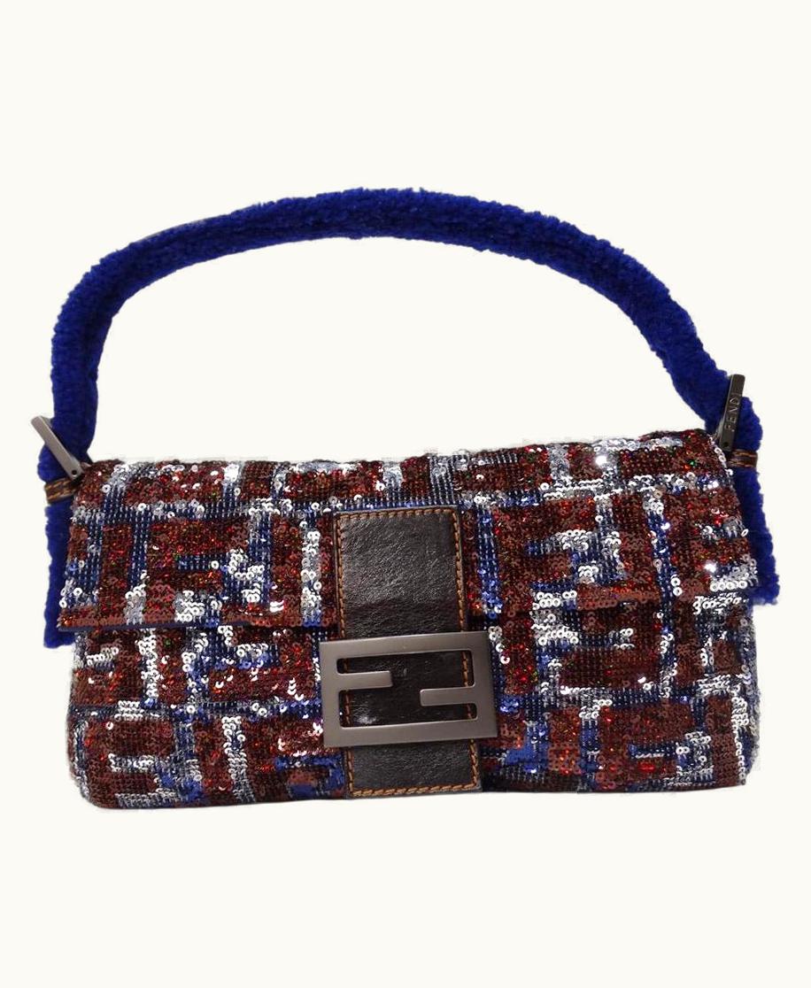 Fendi Vintage Sequin Fendi Logo Baguette