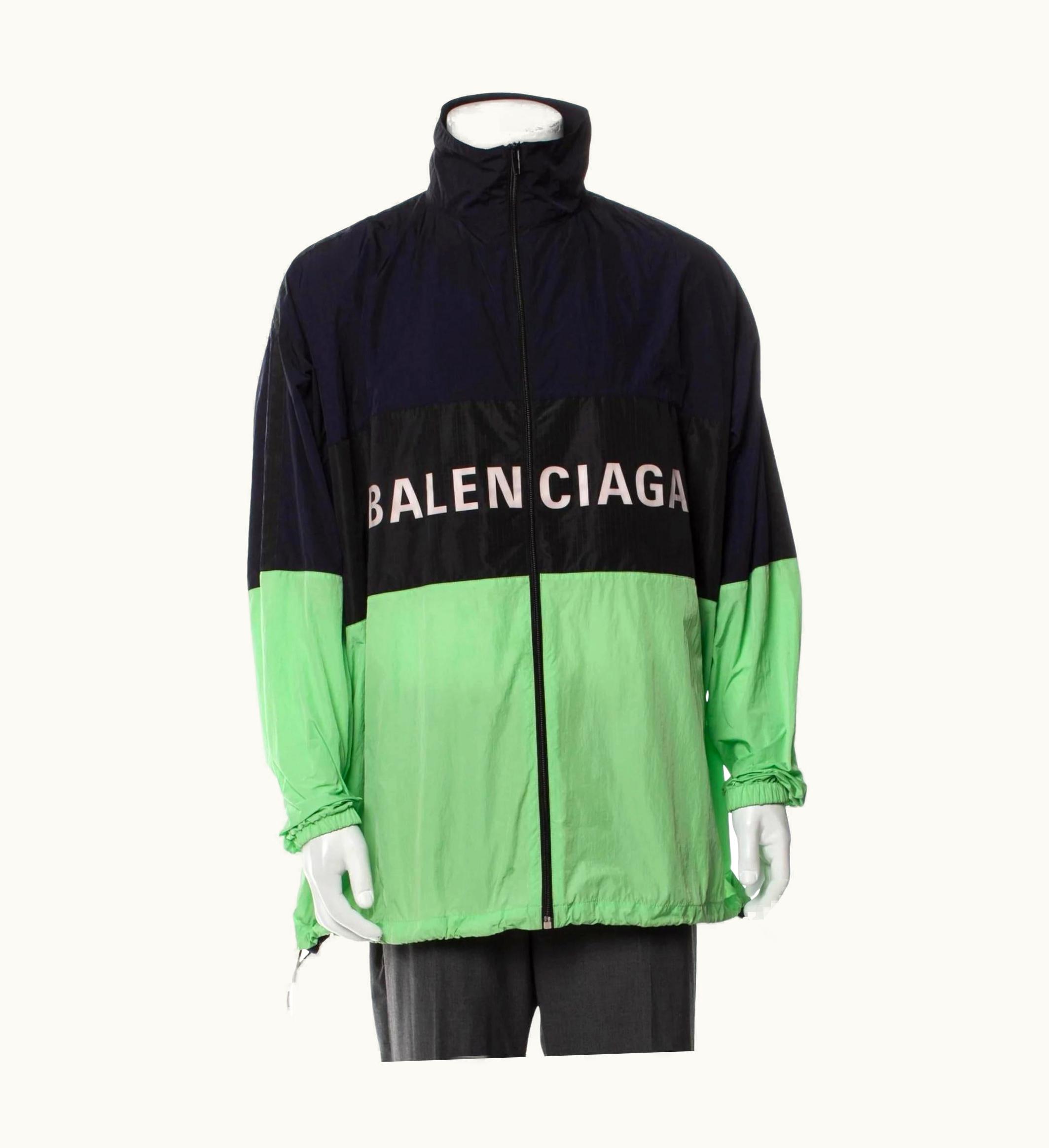 Balenciaga Balenciaga Black & Neon Green Windbreaker 2018 (Medium)
