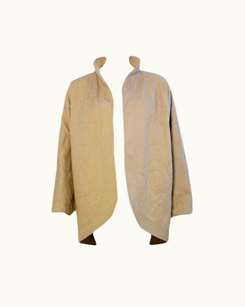 Fendi Fendi Gray Cotton Quilted Clutch Coat, , Circa 1980