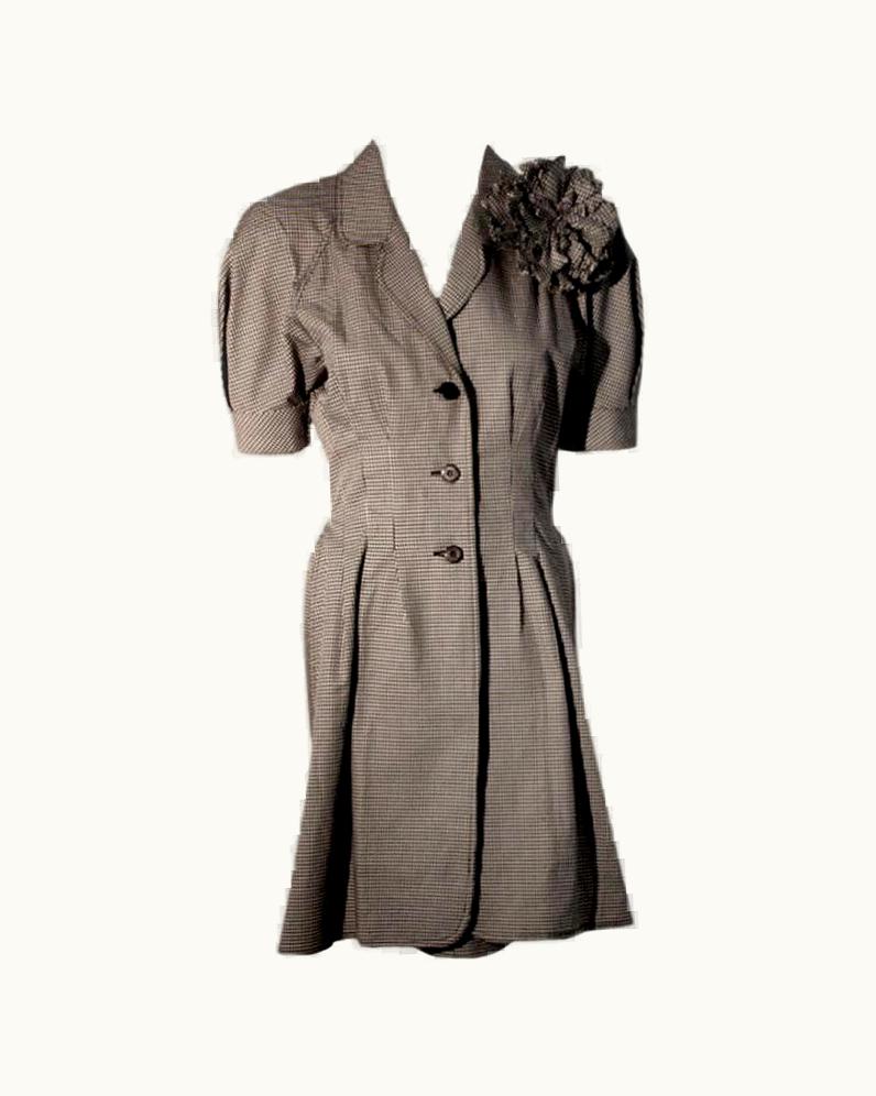 Fendi Fendi 365 Black And White Checked Day Dress With Hidden Skirt, 1980'