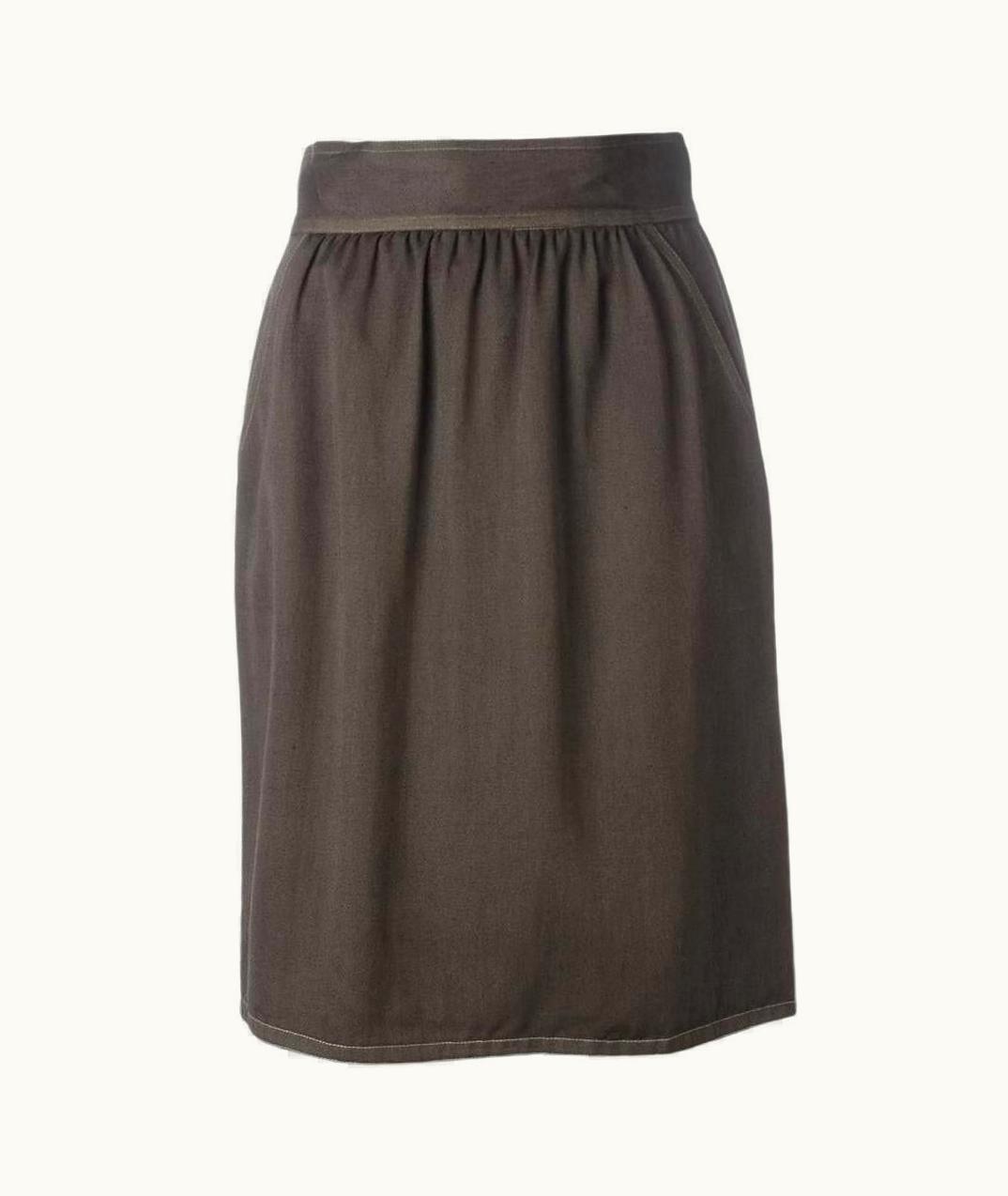 Fendi Fendi Brown Wool Midi 80s High Waist Skirt
