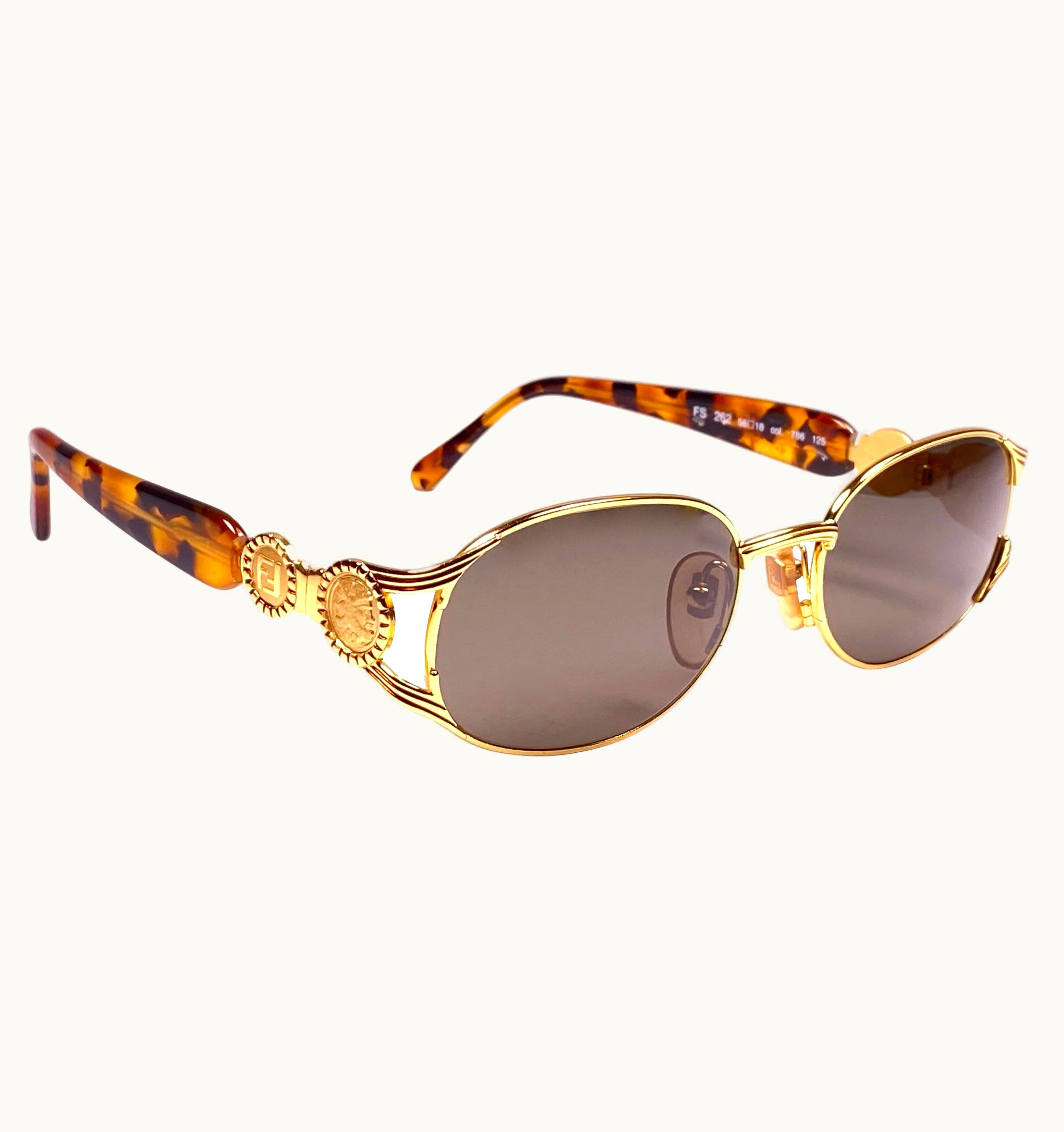 Fendi Vintage Fendi Fs262 Tortoise & Gold 1990 Sunglasses Made In Italy