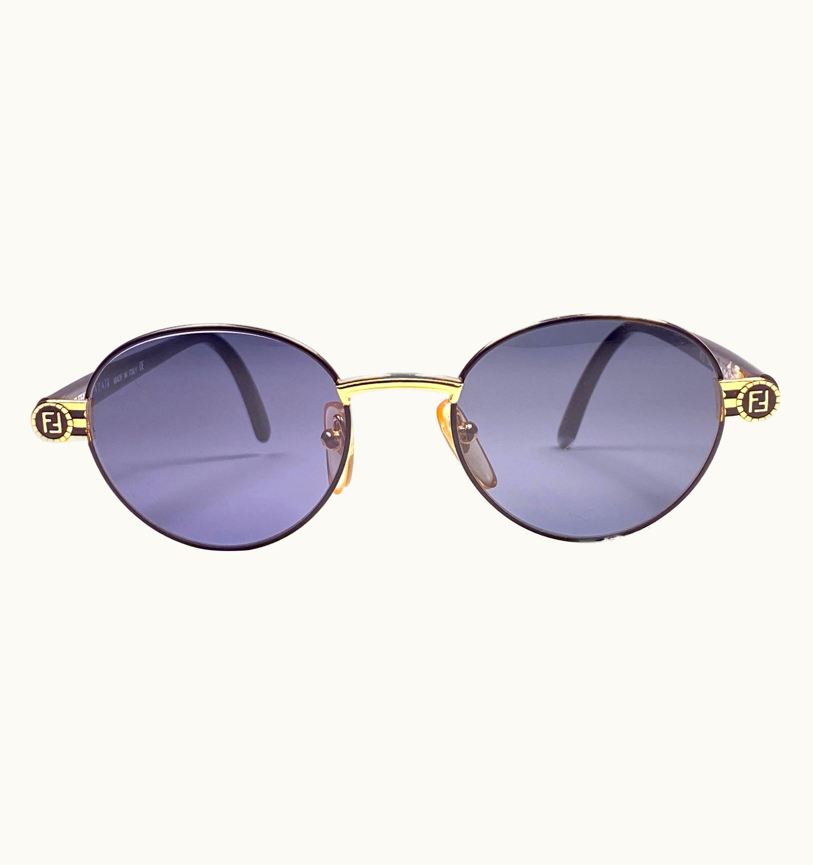Fendi Vintage Fendi Fs303 Oval Black Gold 1990 Sunglasses Made In Italy