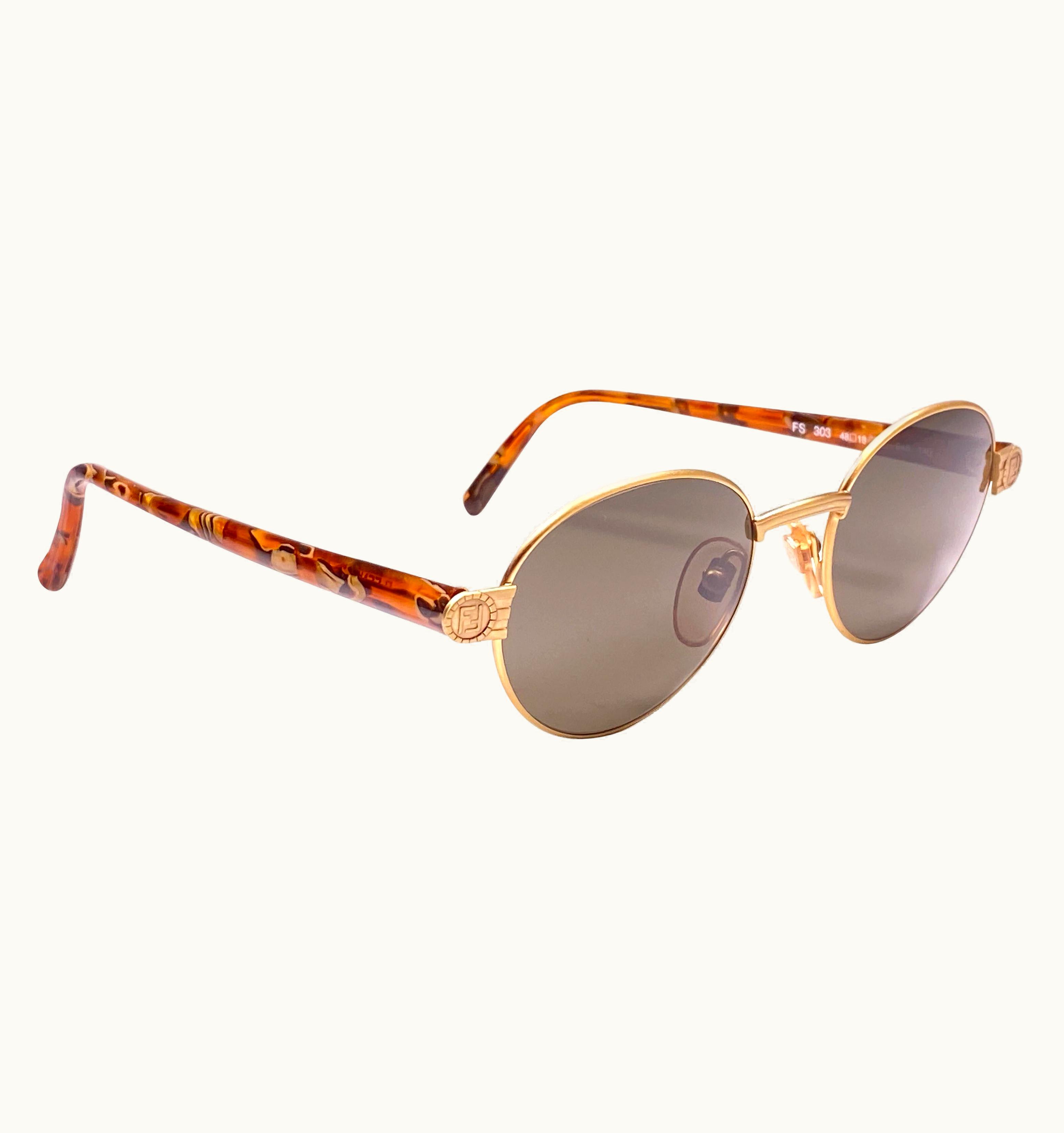 Fendi Vintage Fendi Fs303 Oval Matte Gold 1990 Sunglasses Made In Italy