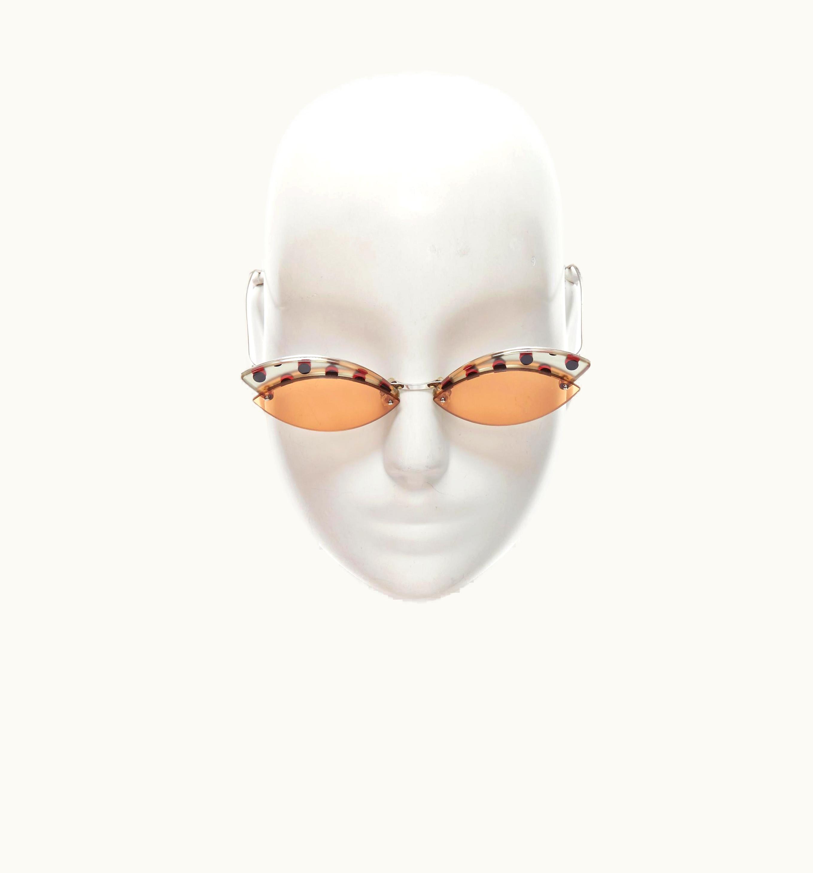 Fendi Fendi Ff0370 1990' Polka Dot Orange Tint Rimless Butterfly Sunglasses