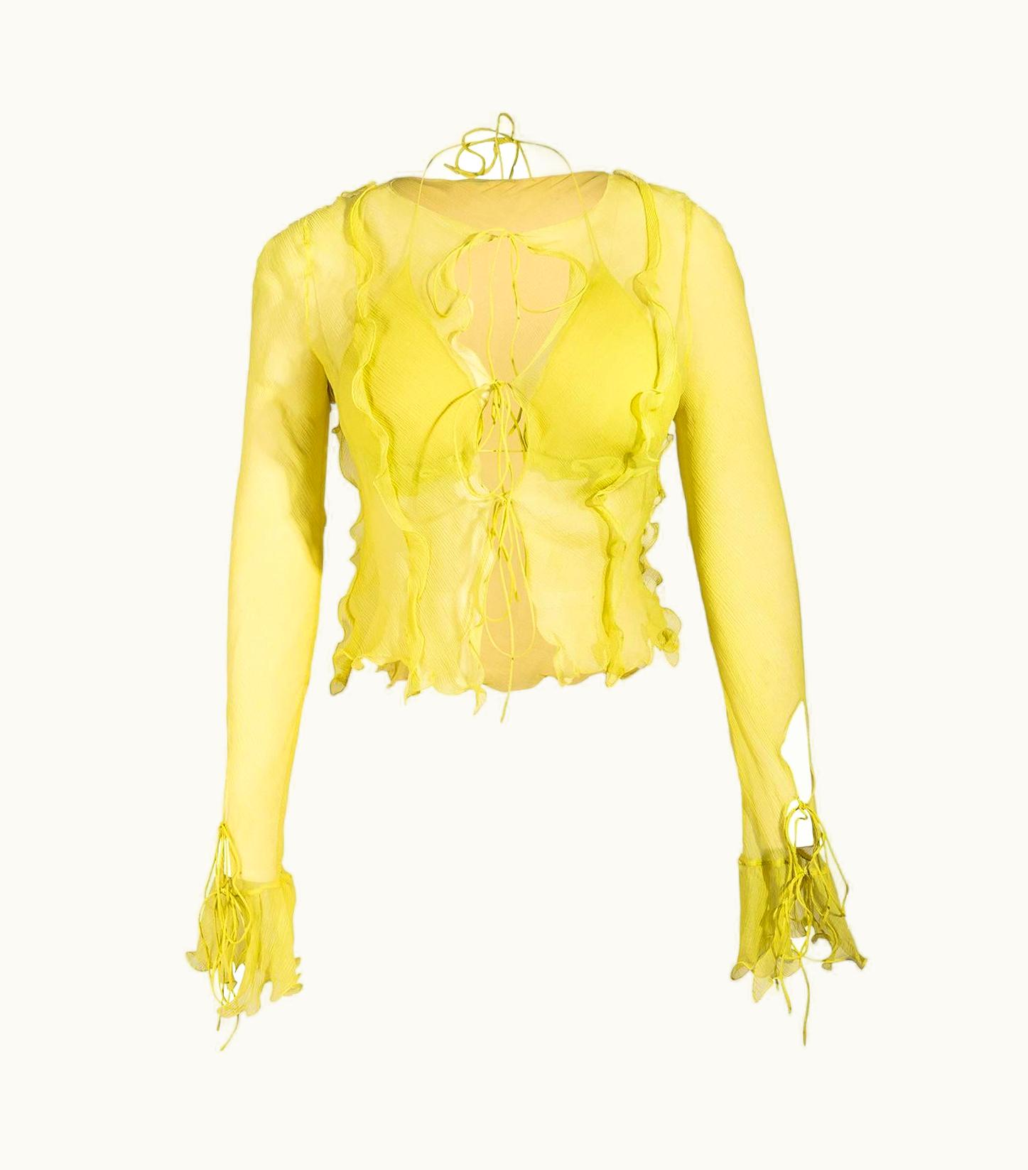 Fendi S/S 2000 Fendi By Karl Lagerfeld Yellow-Green Tie Top And Bra Set