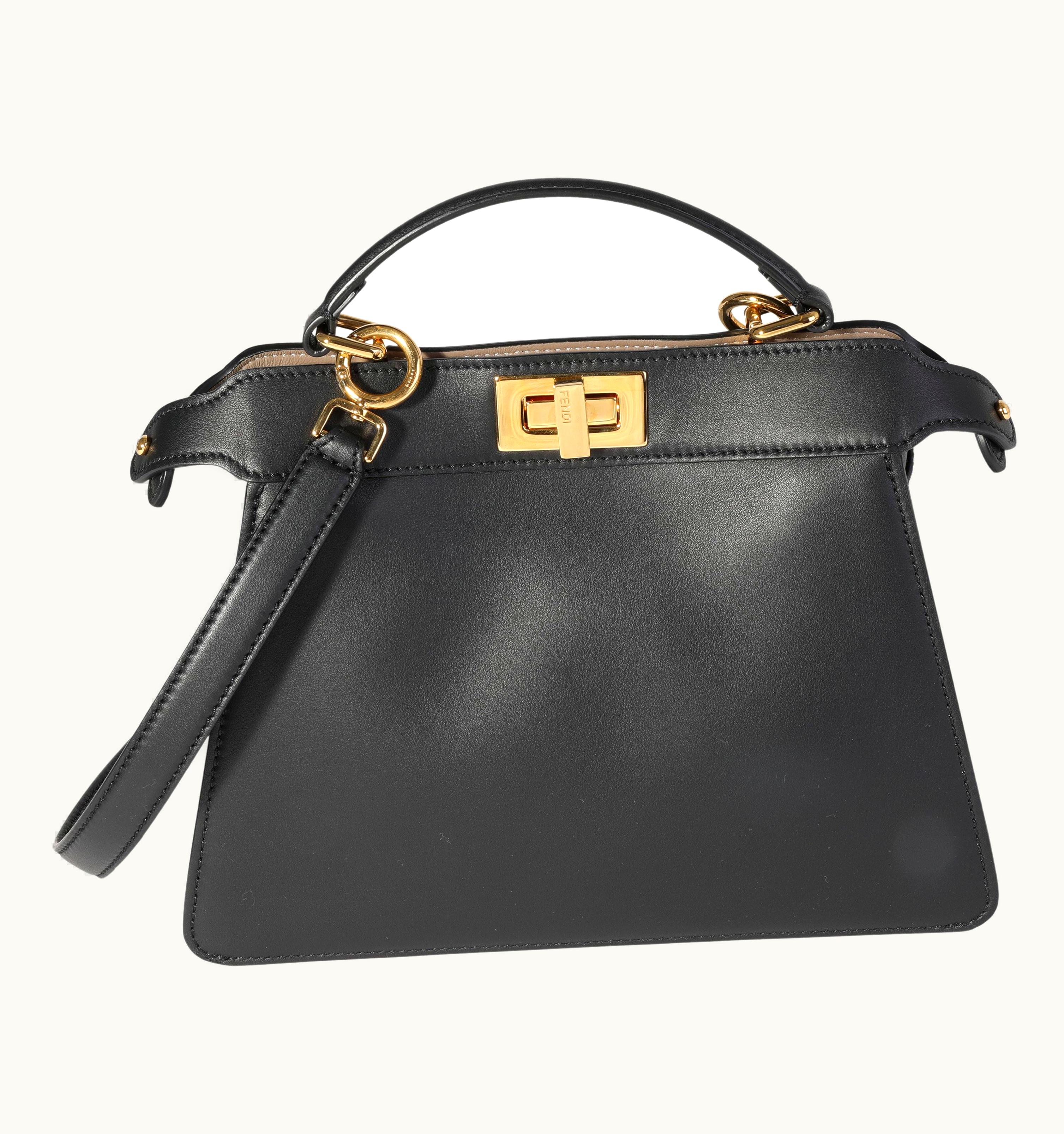 Fendi Fendi Black Nappa Leather Small Peekaboo ISeeU Bag