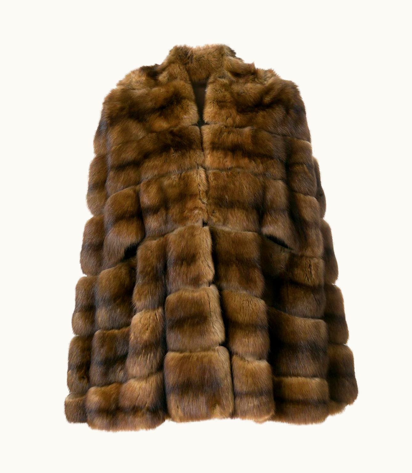 Fendi Fendi Brown Marten Vintage Cape Coat, 1970s