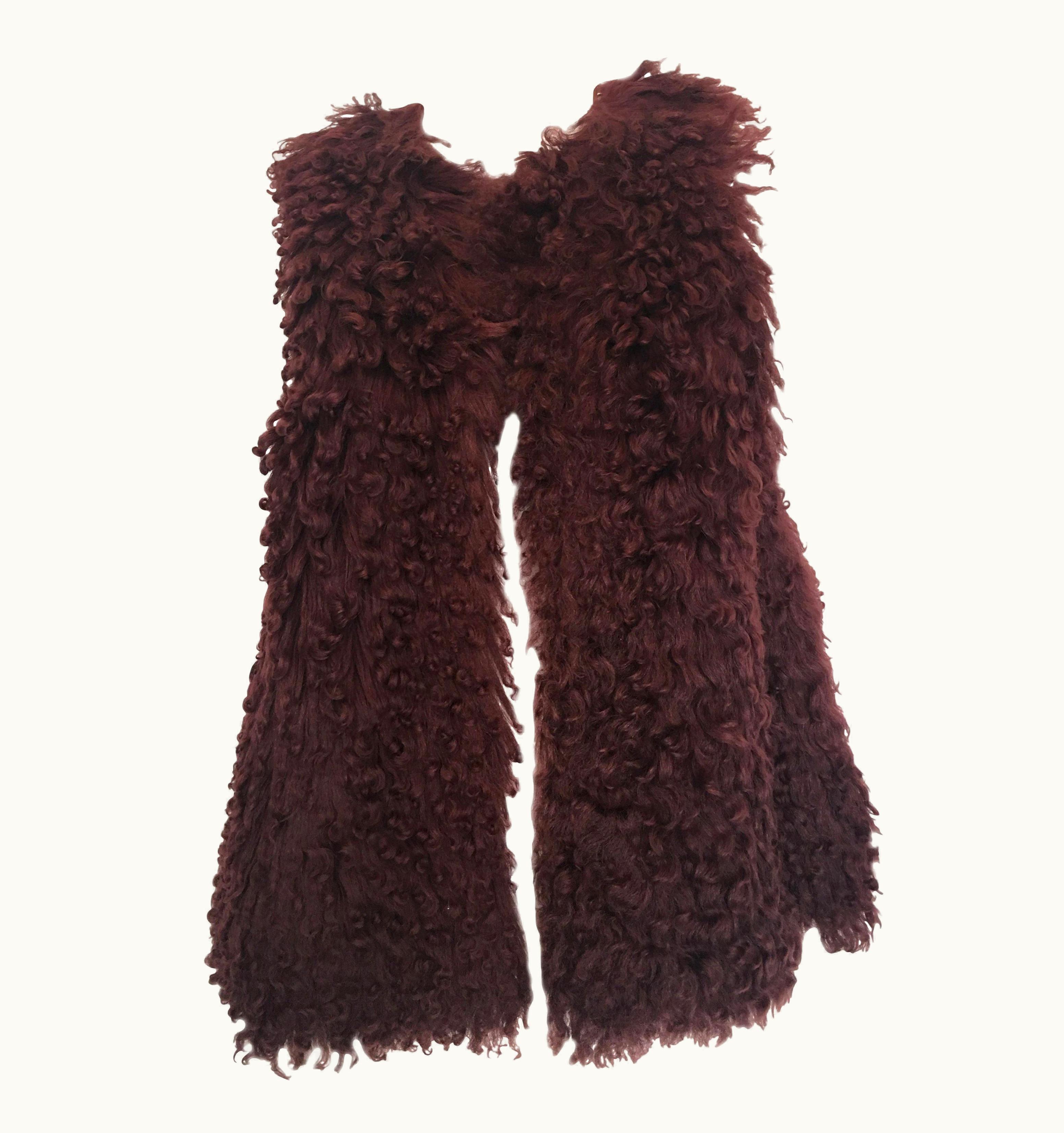 Fendi 1970s Fendi For Bergdorfs Maroon Curly Lamb Vest