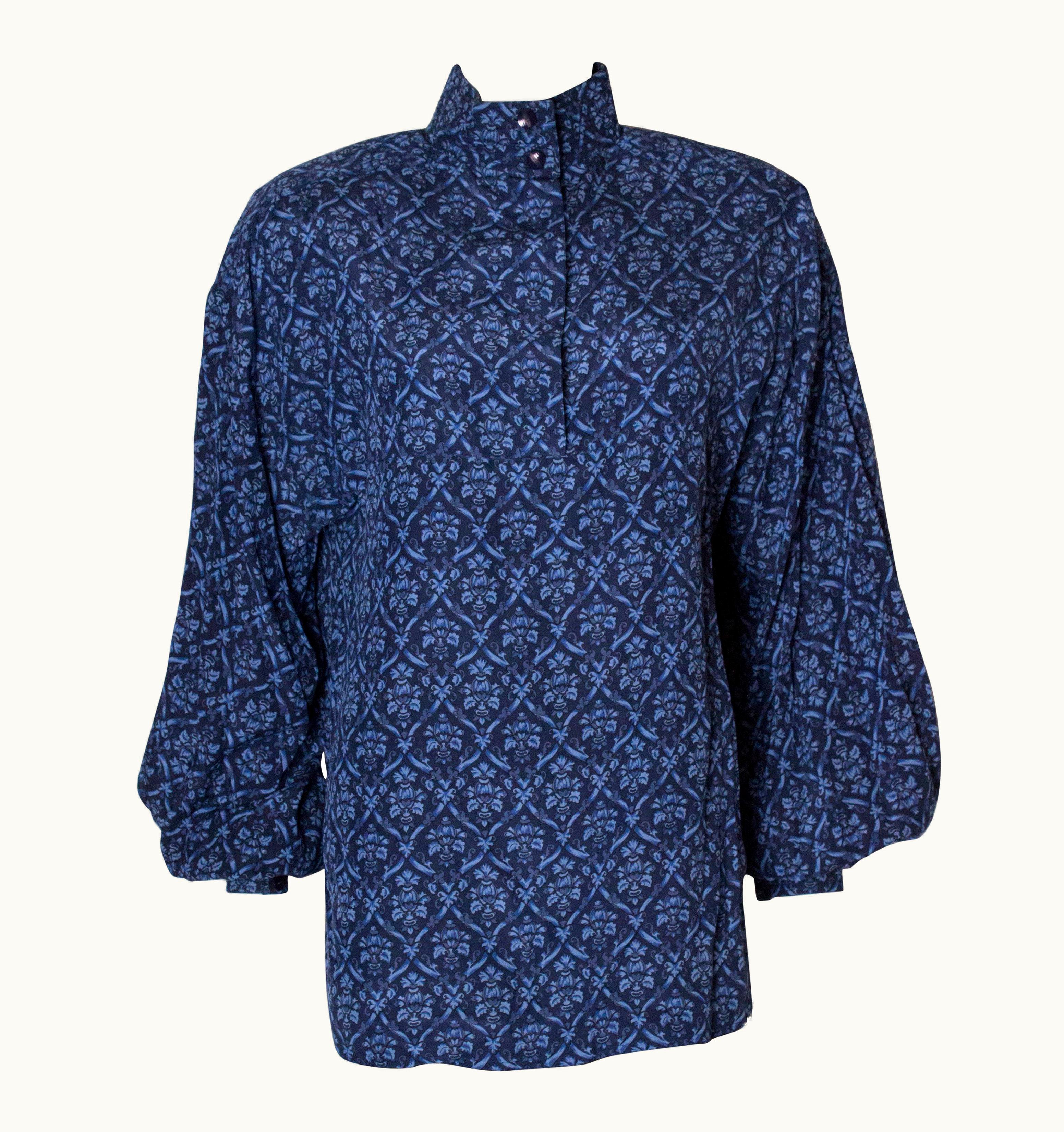 Fendi Vintage Fendi Blue Silk Blouse