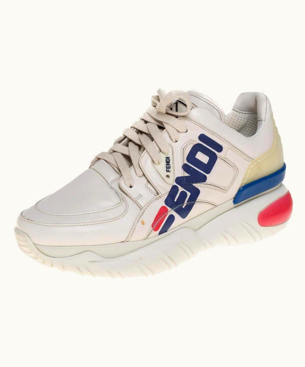 Fendi Fendi White Leather And Rubber Fendi-Fila Mania Logo Low Top Sneakers