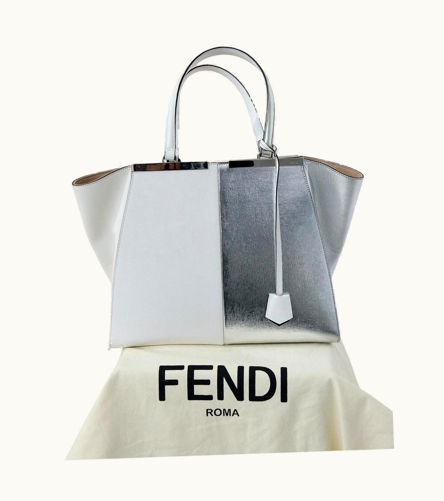 Fendi Fendi 3Jours White Leather Shopper Bag
