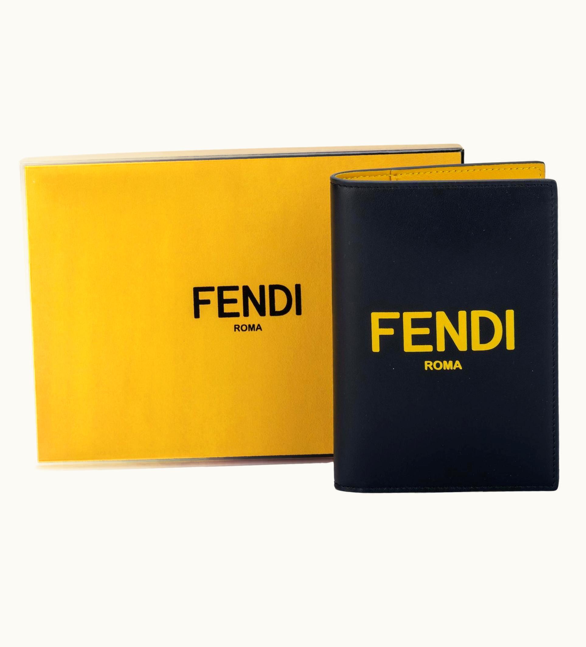 Fendi Fendi Nib Black & Yellow Passport Cover