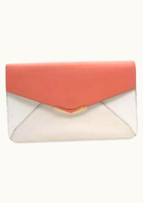 Fendi Fendi White & Coral 2Jours Envelope Clutch
