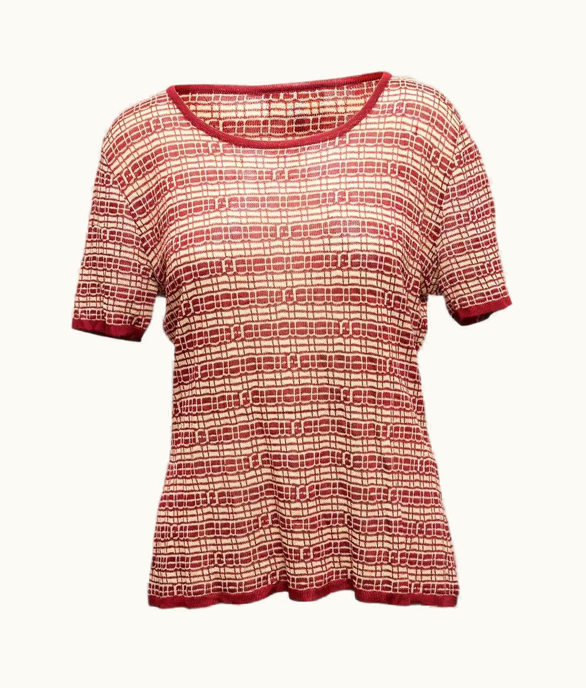 Fendi Fendi Burgundy & Beige Logo Knit Top